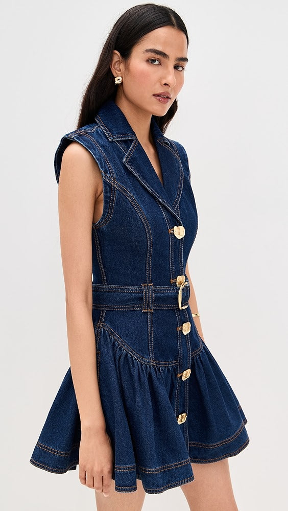 Aje - Elena - Mini-robe en jean à ceinture