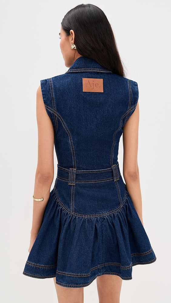 Aje - Elena - Mini-robe en jean à ceinture