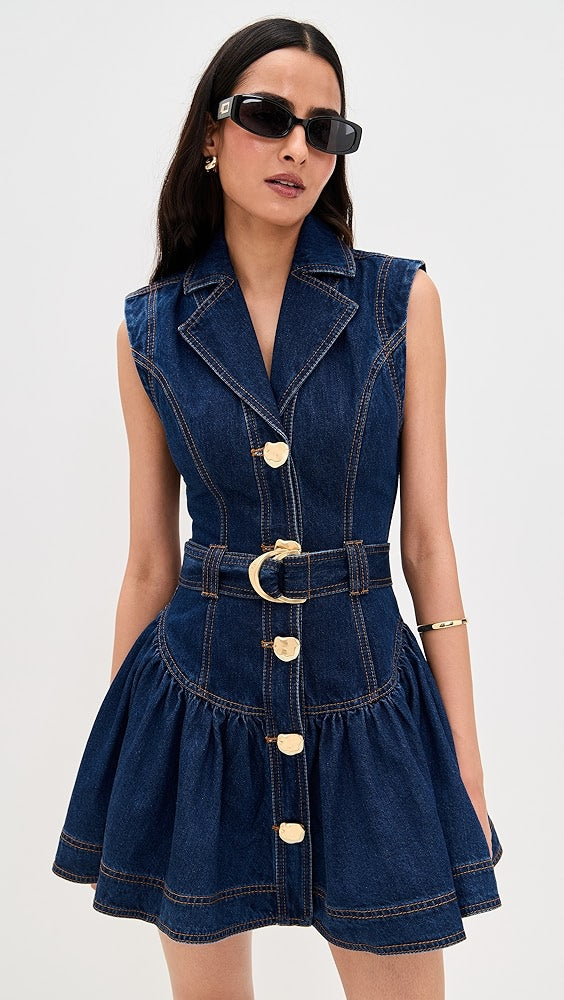 Aje - Elena - Mini-robe en jean à ceinture