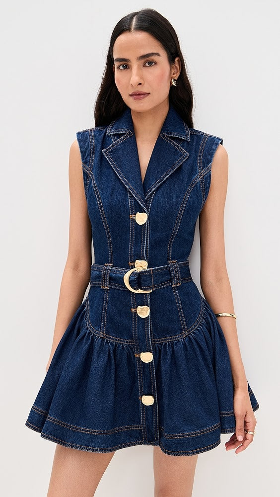 Aje - Elena - Mini-robe en jean à ceinture