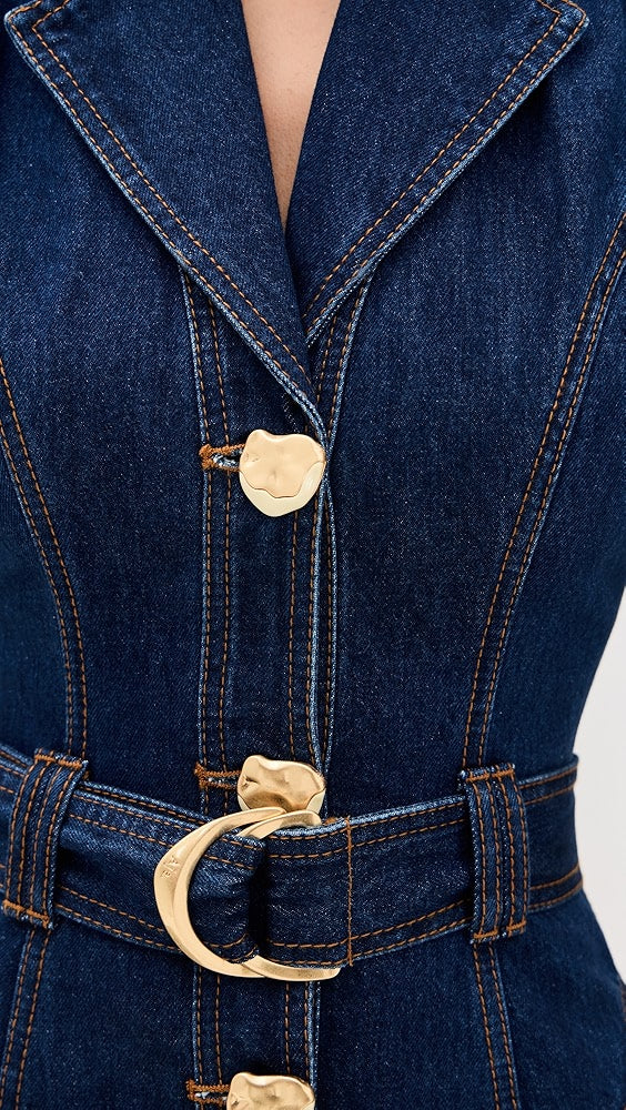 Aje - Elena - Mini-robe en jean à ceinture