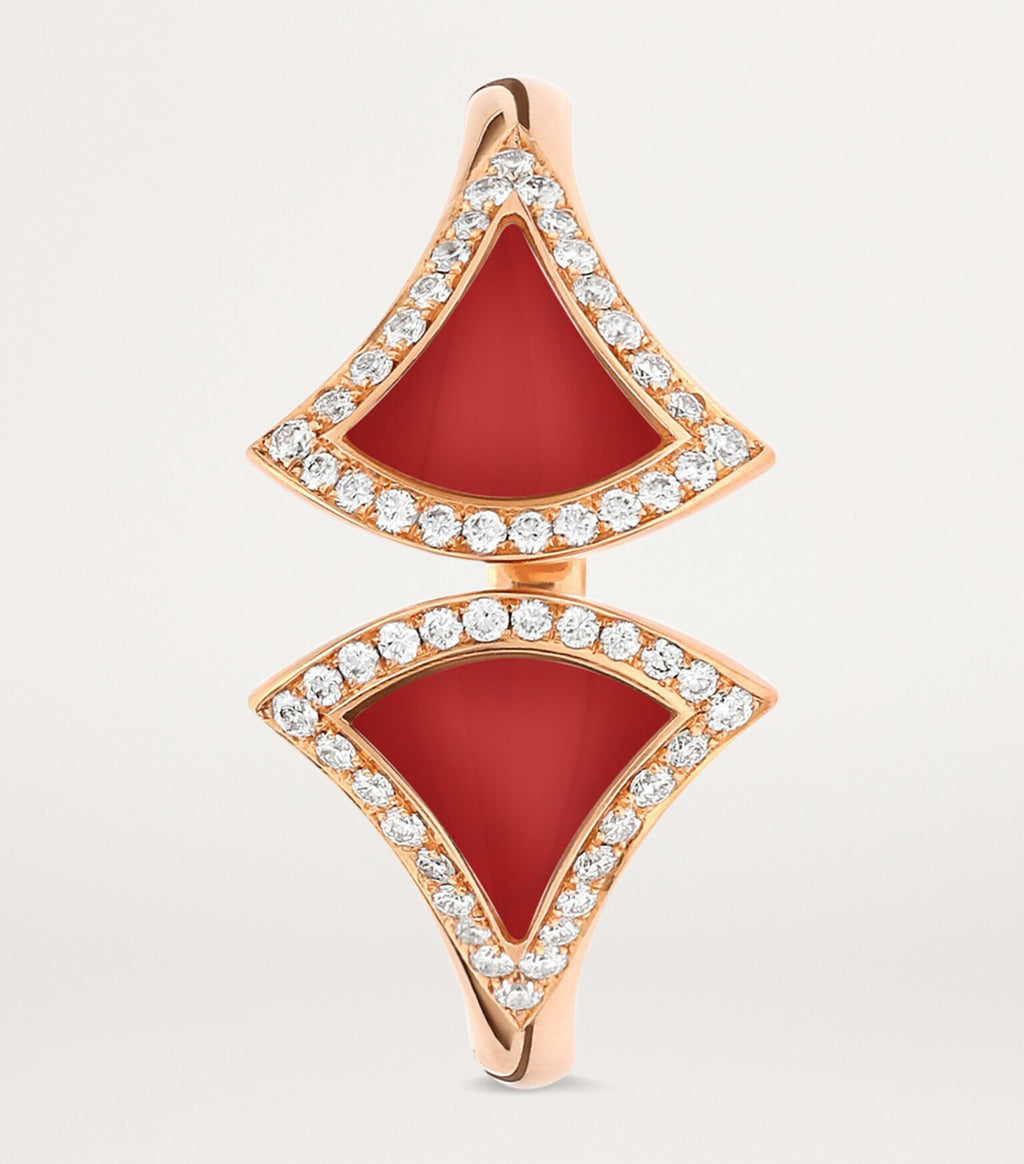 Bague BVLGARI Divas' Dream en or rose, diamants et cornaline