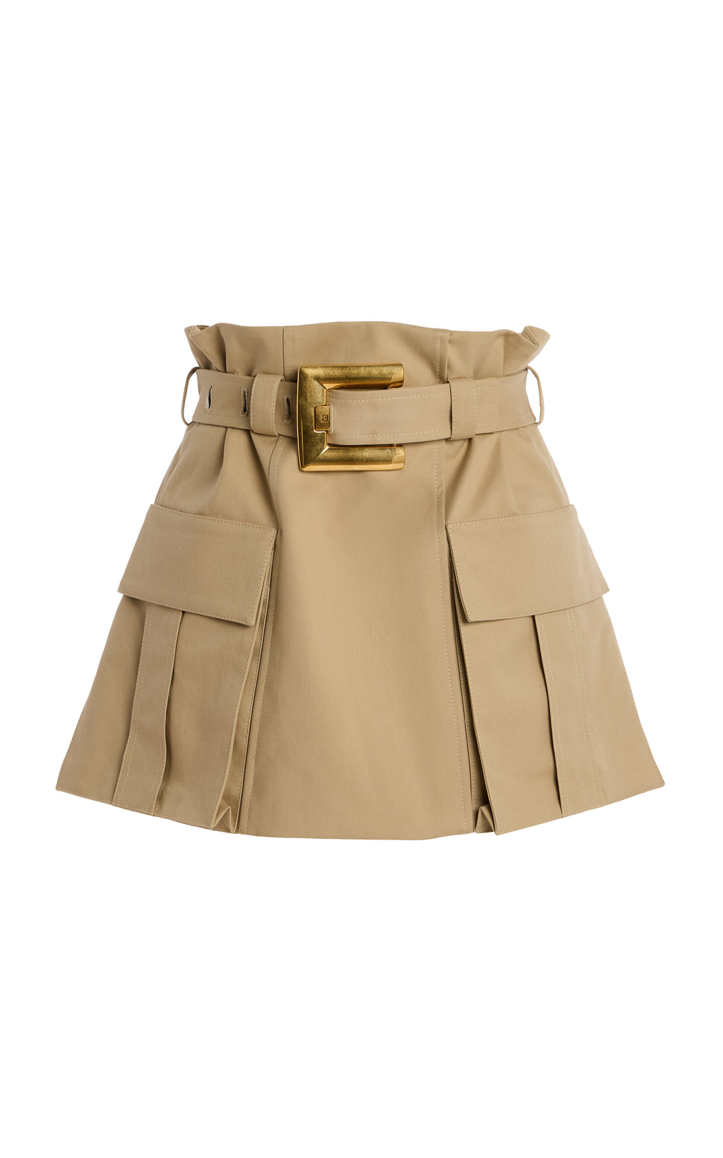 Mini-jupe en gabardine de coton ceinturée Balmain