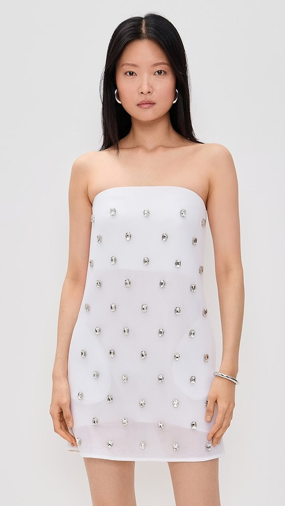 Brandon Maxwell The Tilly Embroidered Strapless Mini Dress