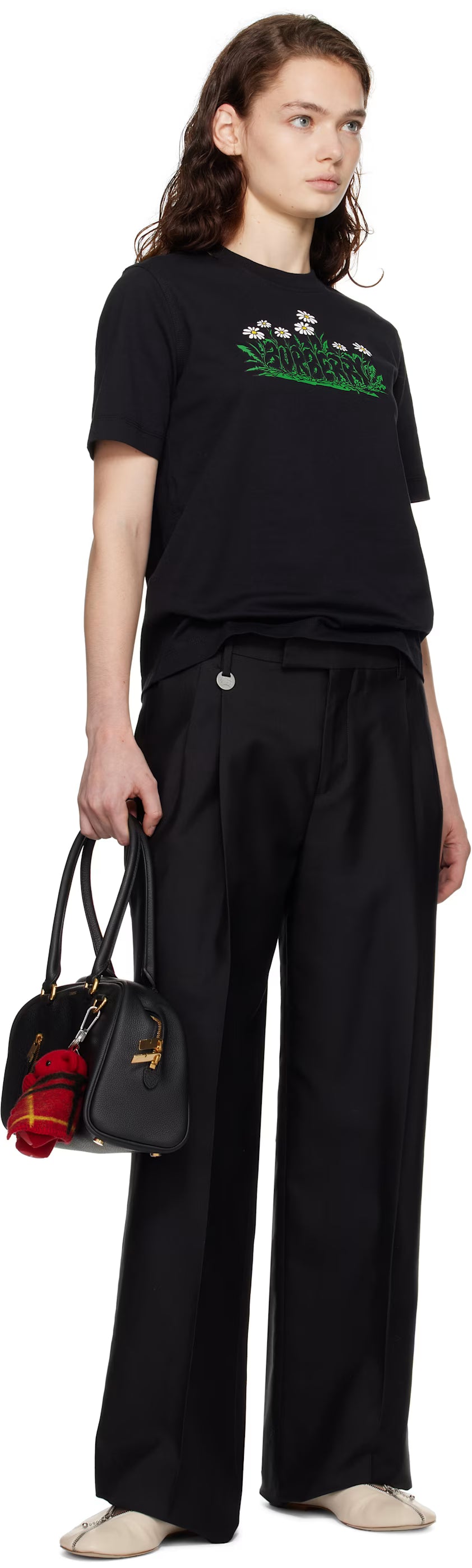 Burberry Black Daisy Logo Cotton T-shirt