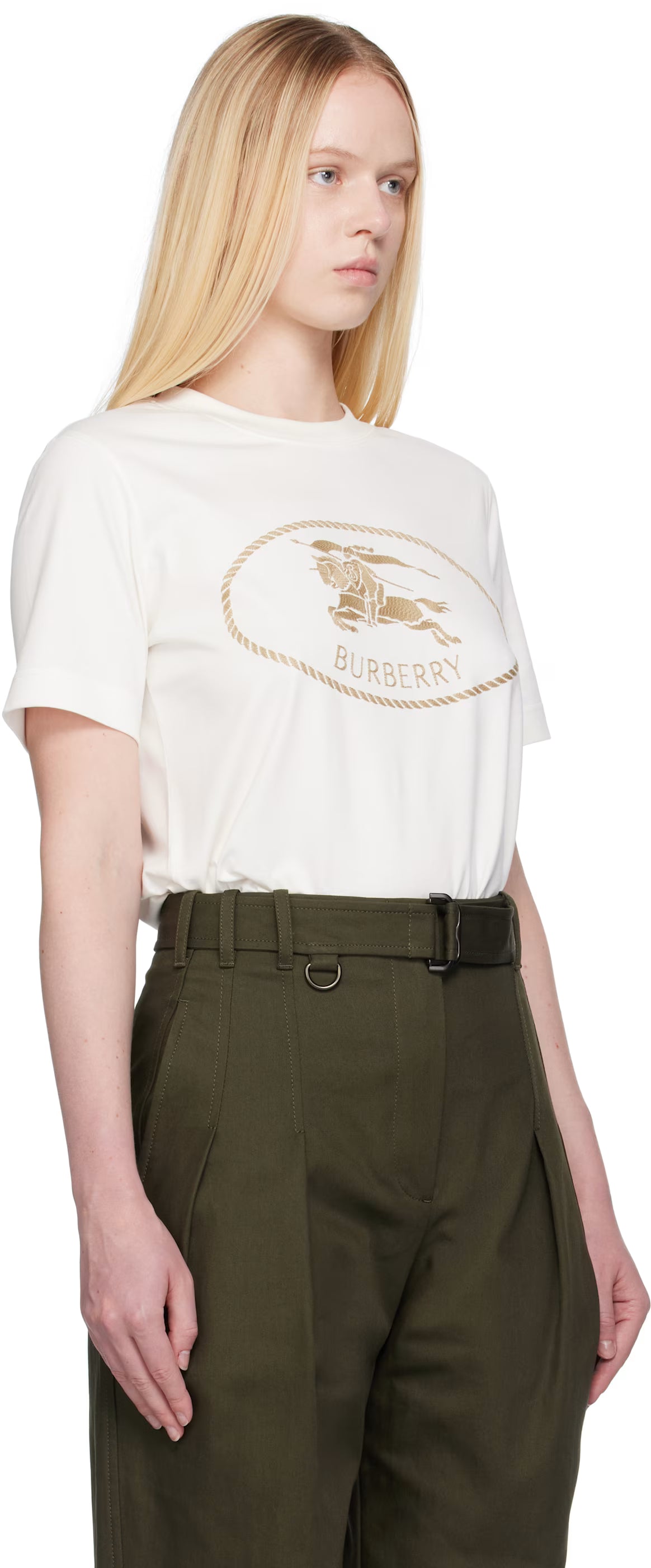 Burberry Off-White Knight Stamp Cotton T-shirt