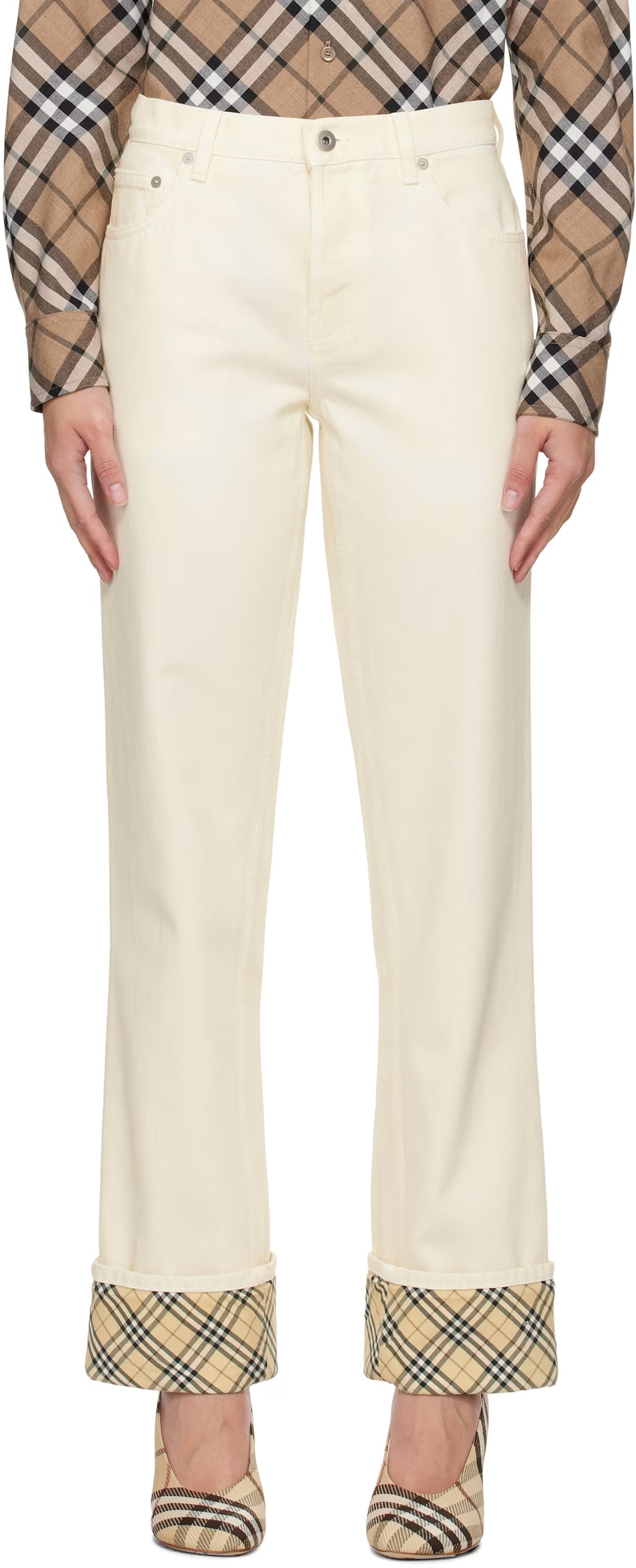 Burberry Off-White Rolled Cuff Jeans