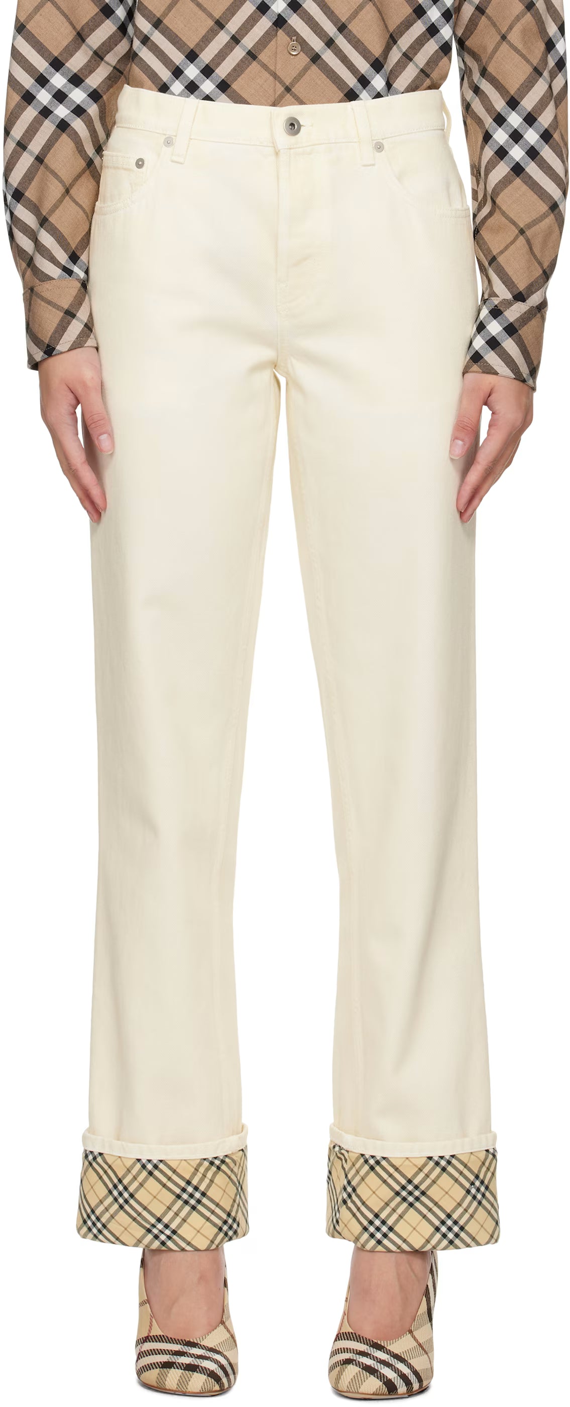 Burberry Off-White Rolled Cuff Jeans