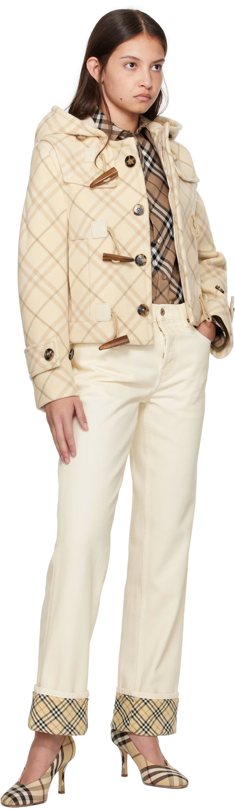 Burberry Off-White Rolled Cuff Jeans