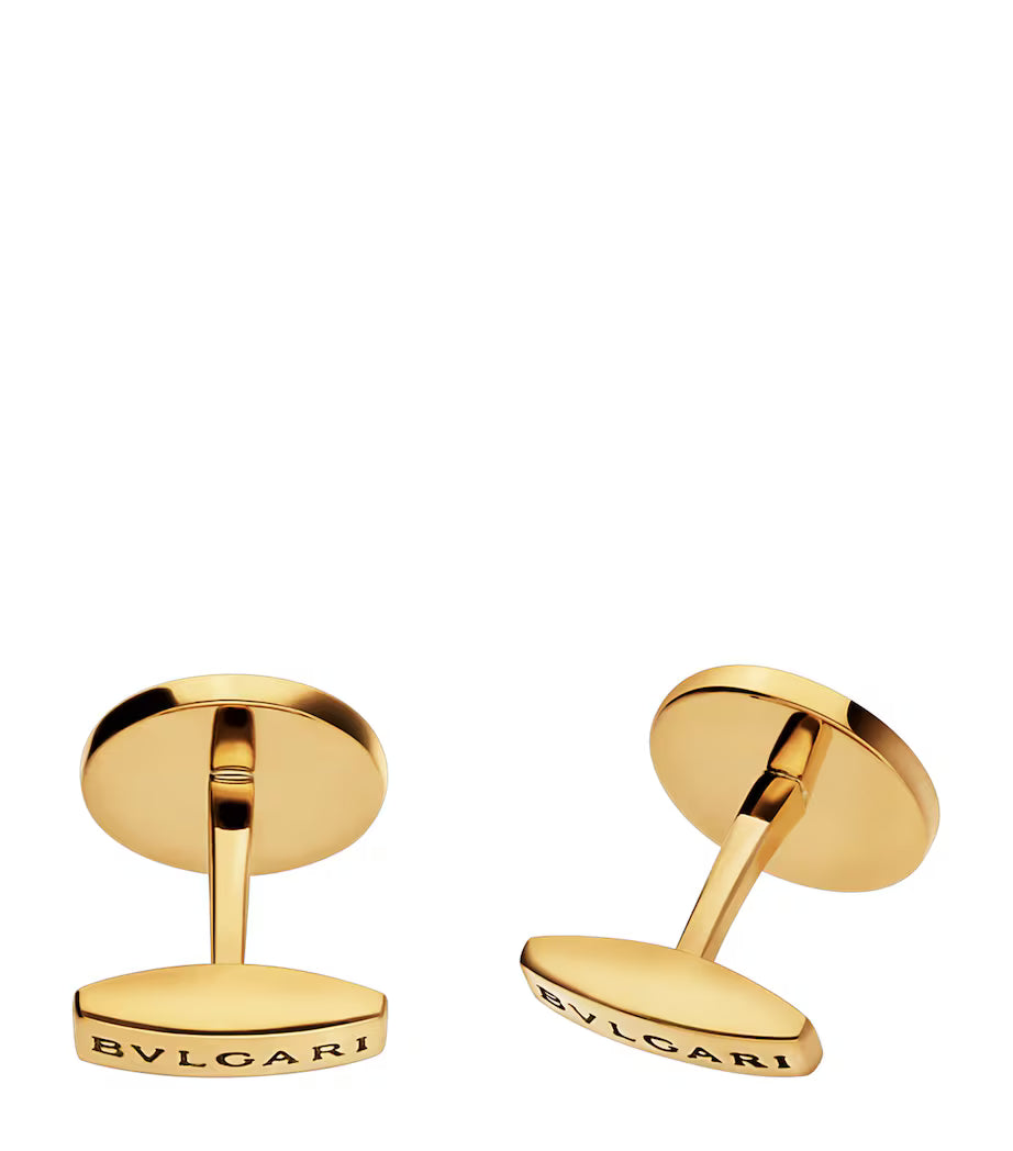 Boutons de manchette BVLGARI en or jaune et onyx noir