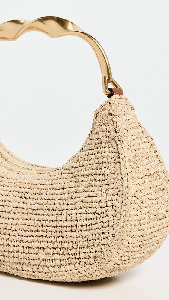 Sac hobo en raphia à poignée torsadée SIMKHAI Nixi