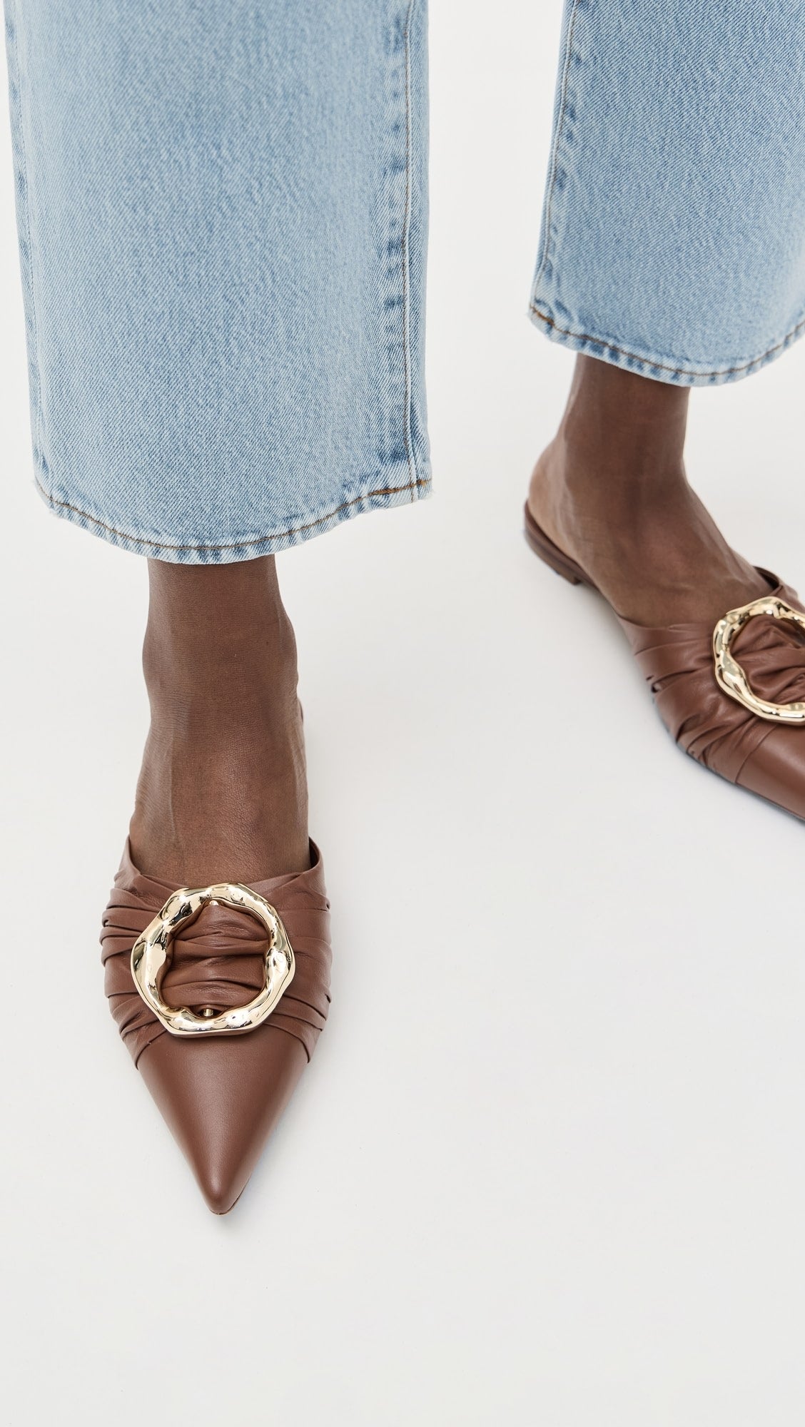 SIMKHAI Belle Leather Pointed Toe Mules Belle Leather Pointed Toe Mules