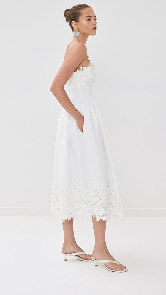 SIMKHAI Lilianna Sleeveless Lace Midi Dress