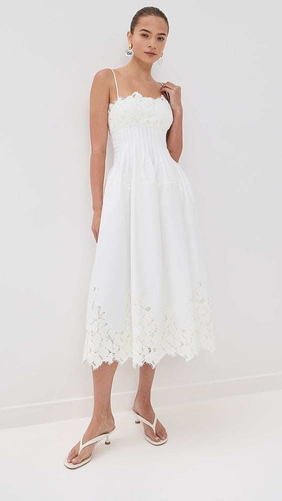 SIMKHAI Lilianna Sleeveless Lace Midi Dress