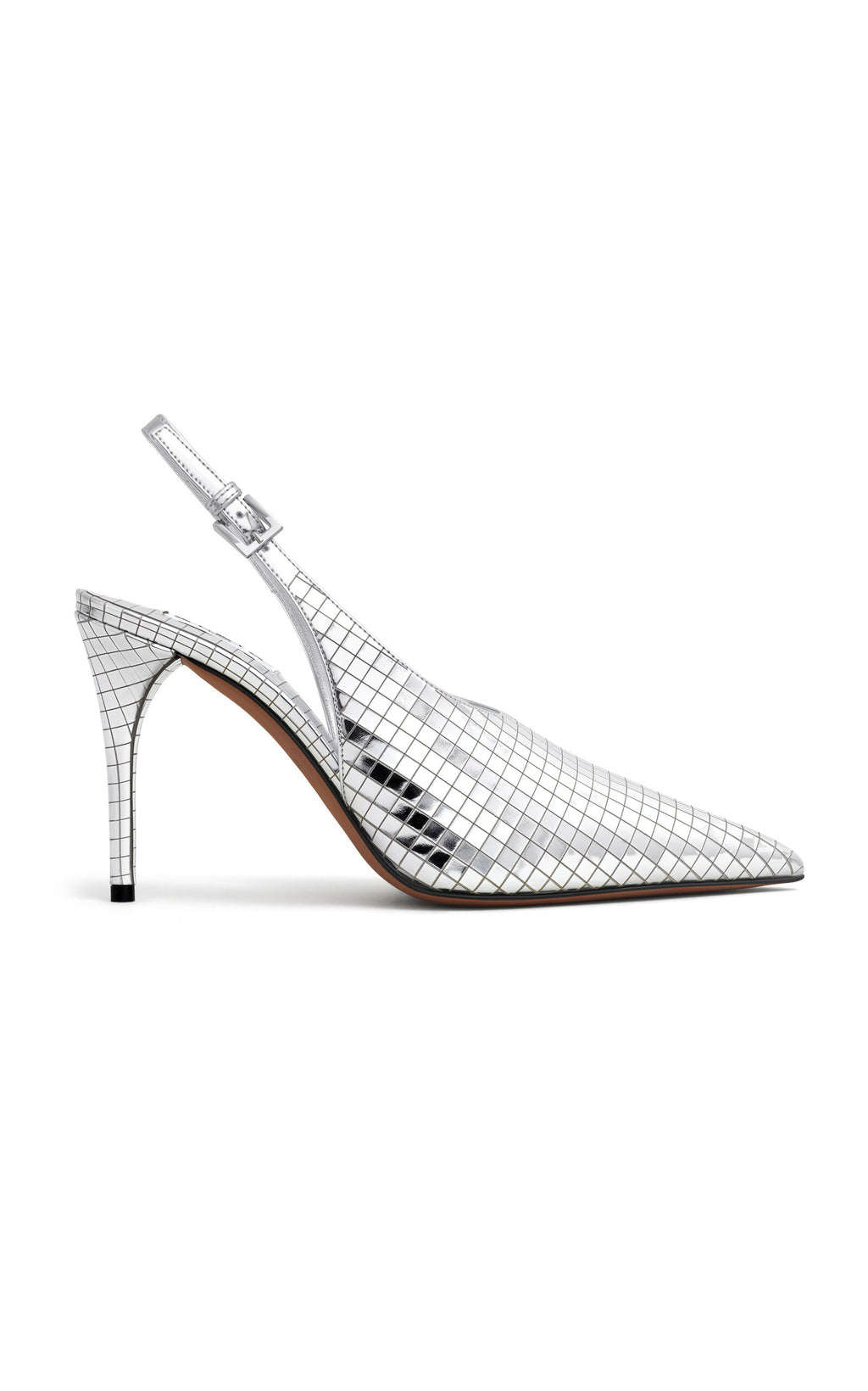 ALAÏA Escarpins à bride arrière en cuir métallisé