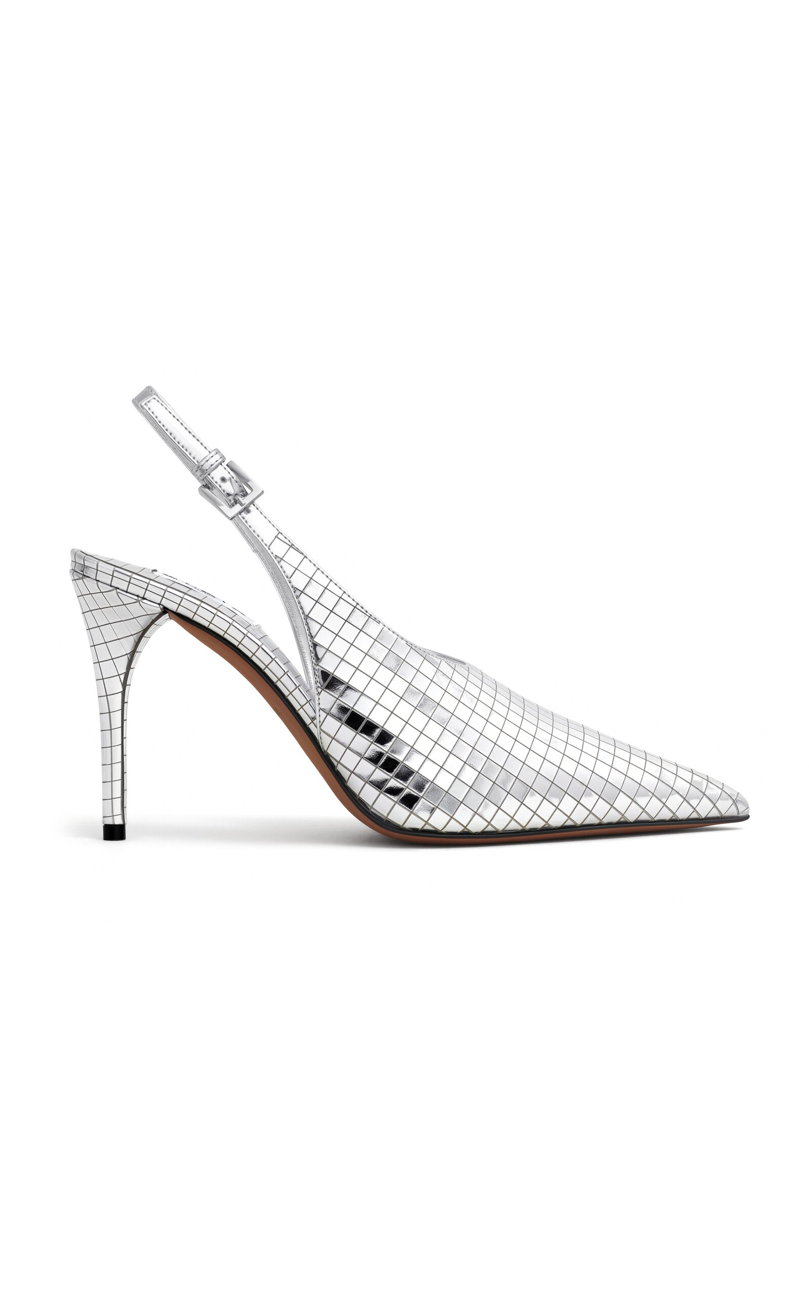ALAÏA Escarpins à bride arrière en cuir métallisé