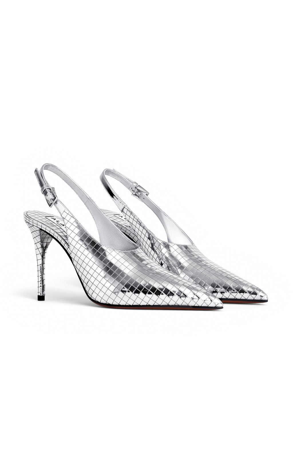 ALAÏA Escarpins à bride arrière en cuir métallisé