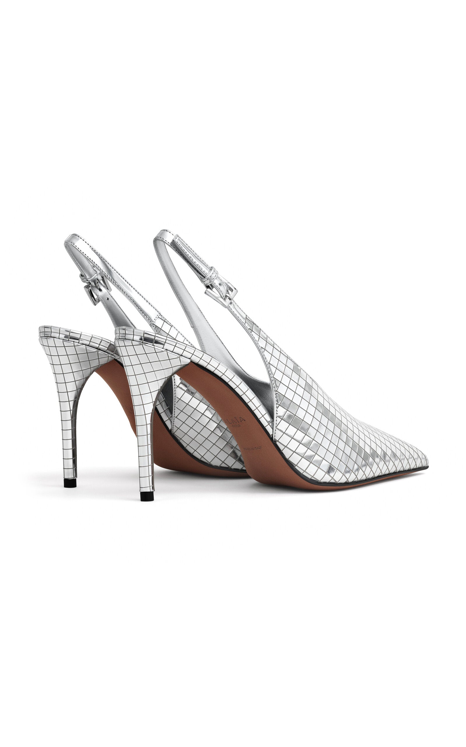 ALAÏA Escarpins à bride arrière en cuir métallisé