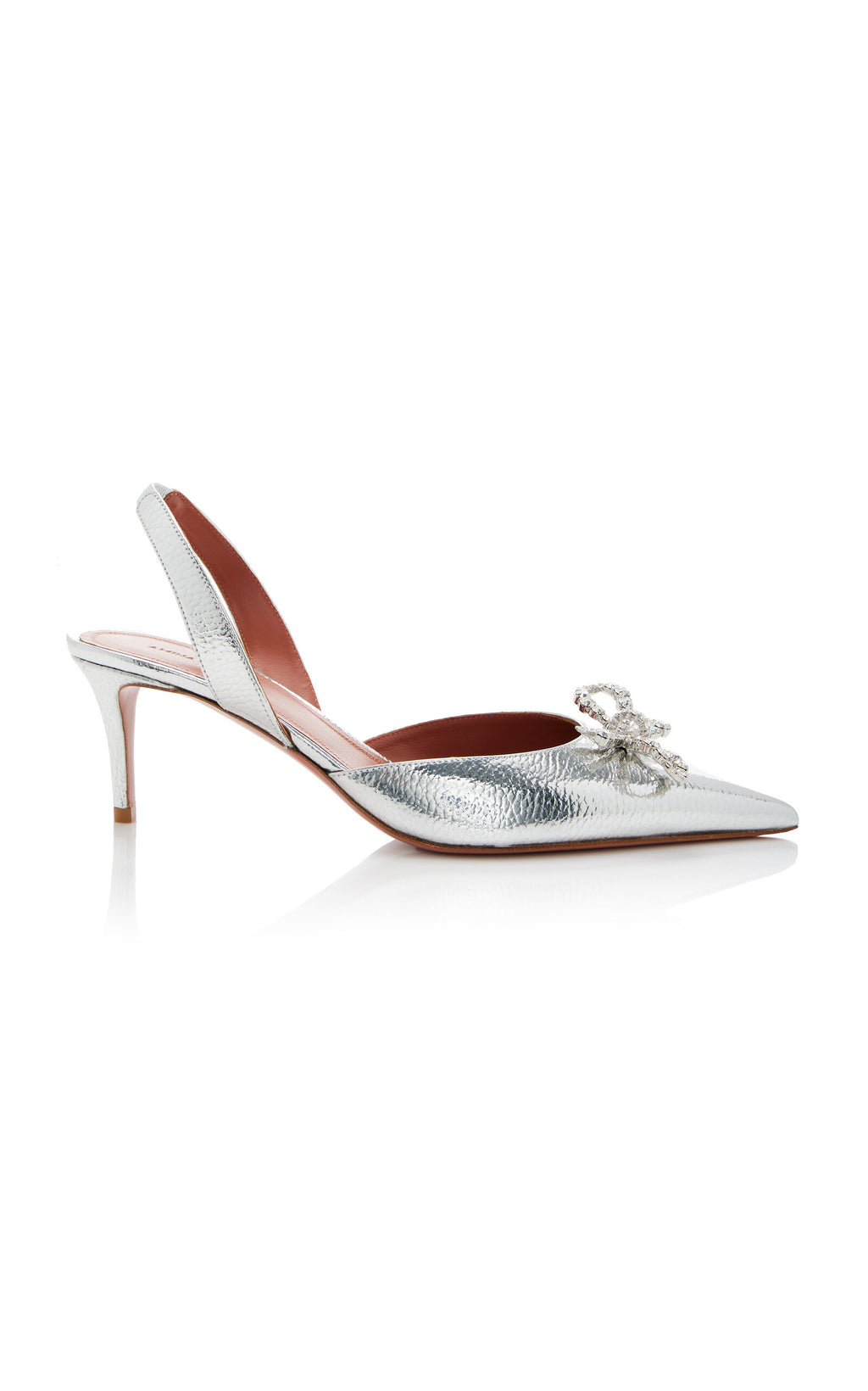 Amina Muaddi Rosie Metallic-Leather Slingback Pumps
