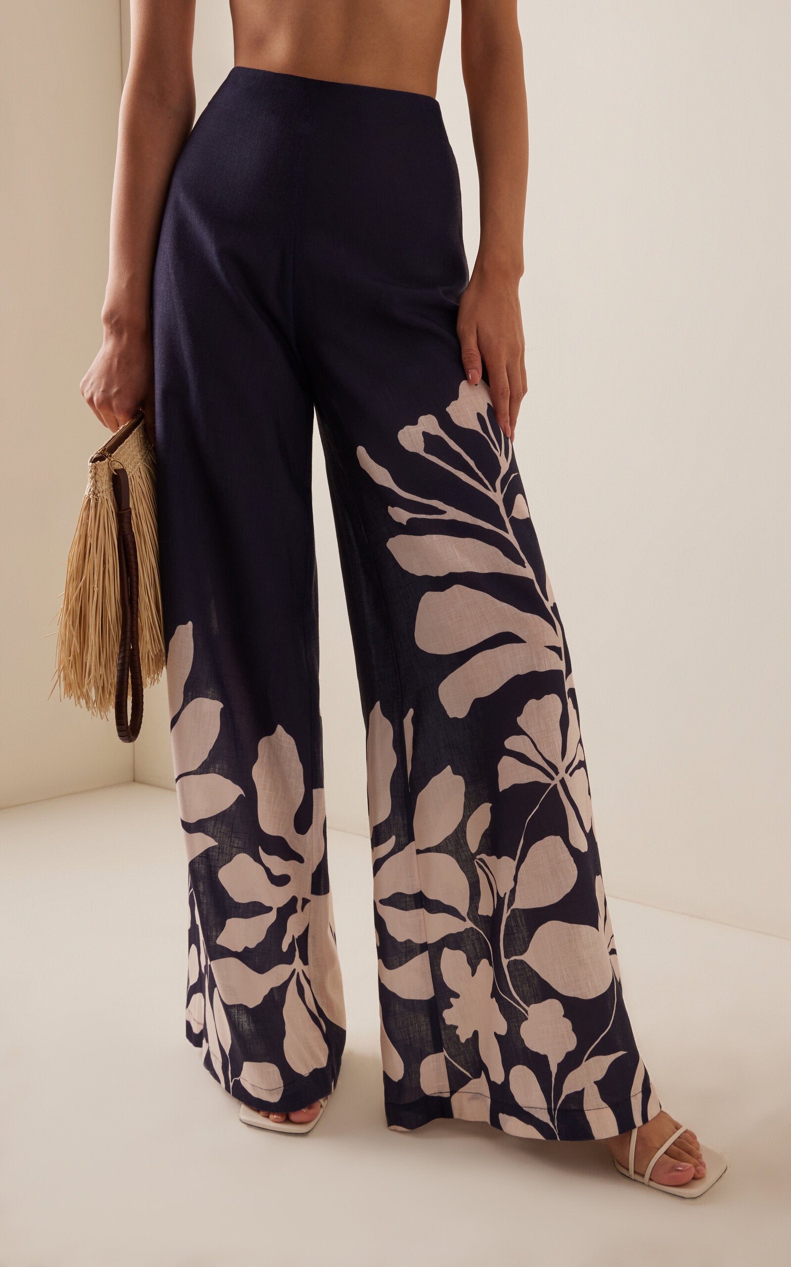 Pantalon large en mélange de lin botanique Andres Otalora Preferida