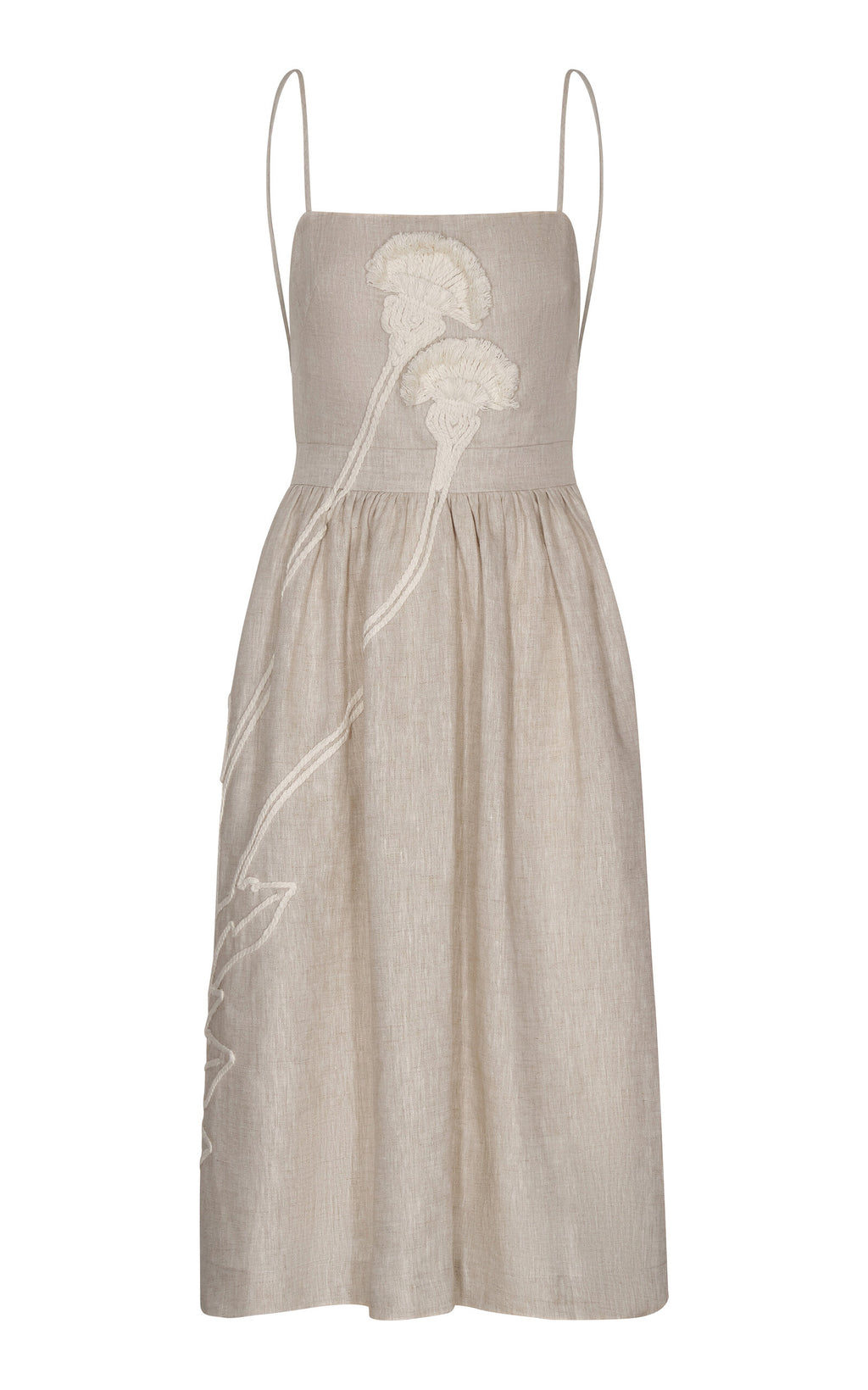 Andres Otalora Del Corazon Embroidered Linen Midi Dress