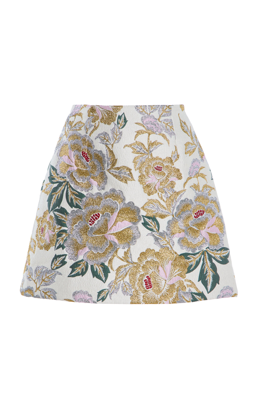 Mini-jupe en jacquard fleuri Carolina Herrera