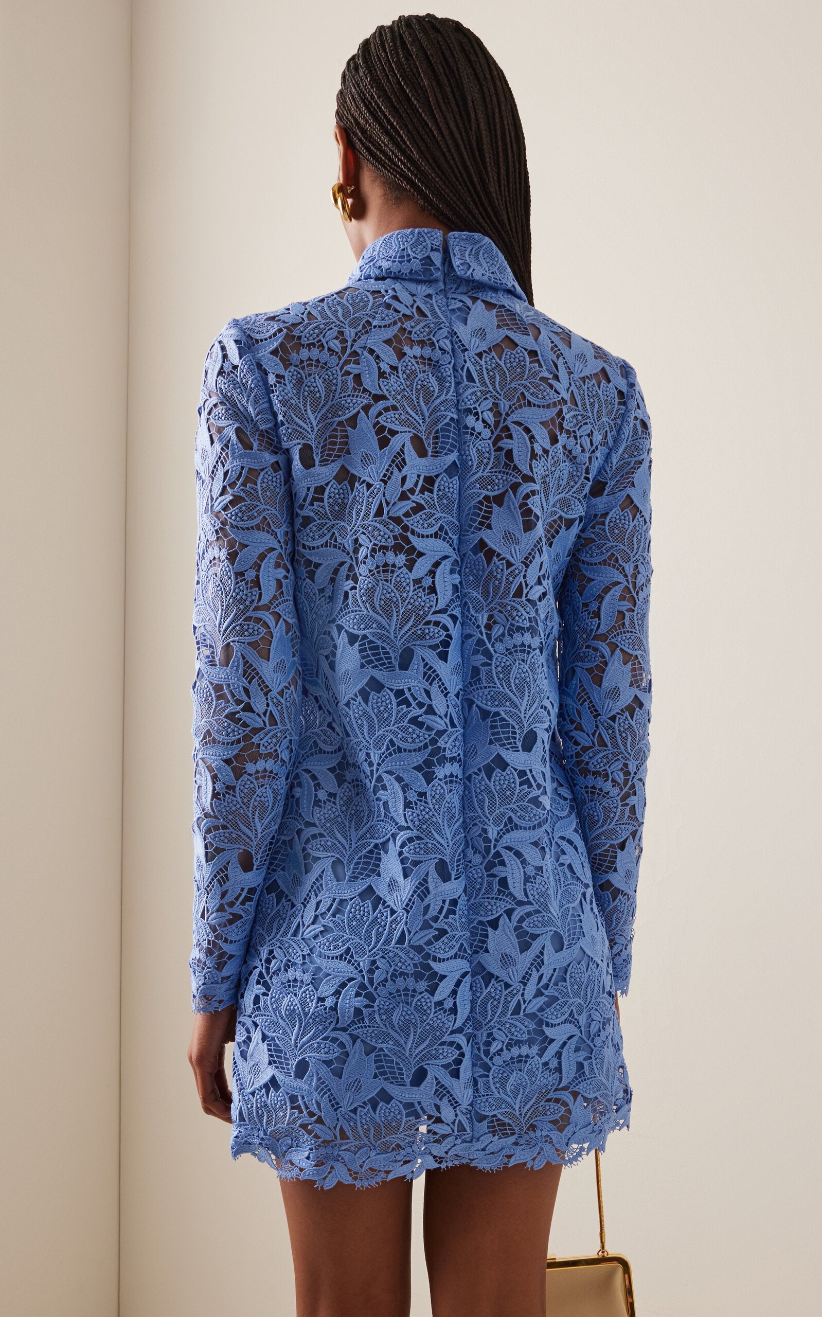 Carolina Herrera Lace Mini Shirt Dress