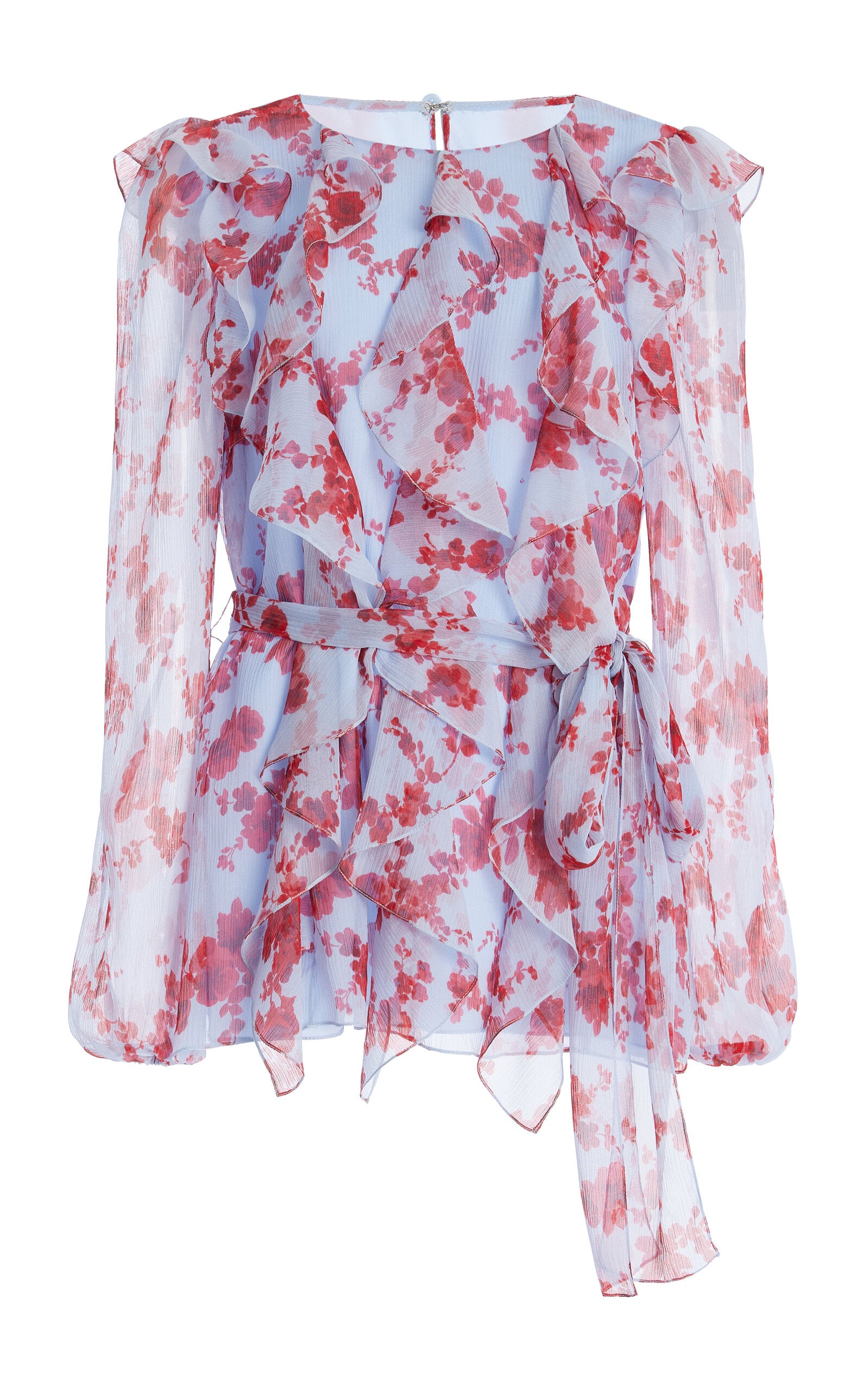 Carolina Herrera Sash-Detailed Ruffled Silk Chiffon Top