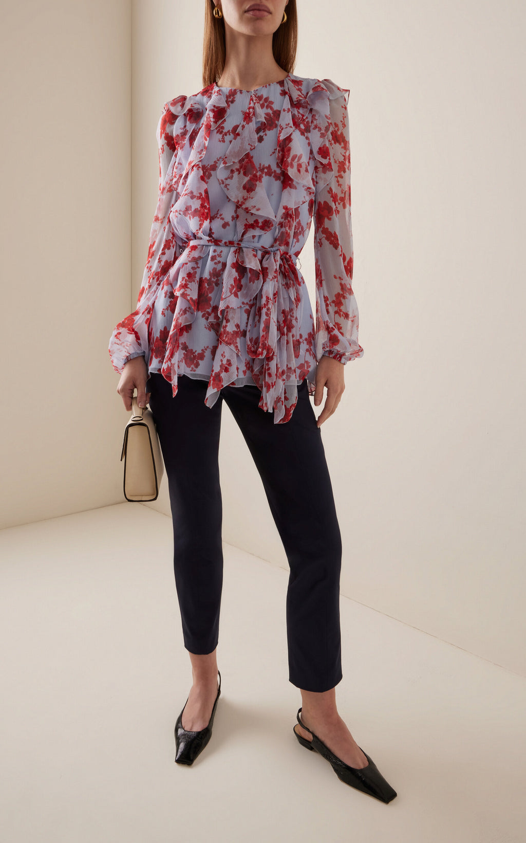 Pantalon court droit en coton stretch Carolina Herrera