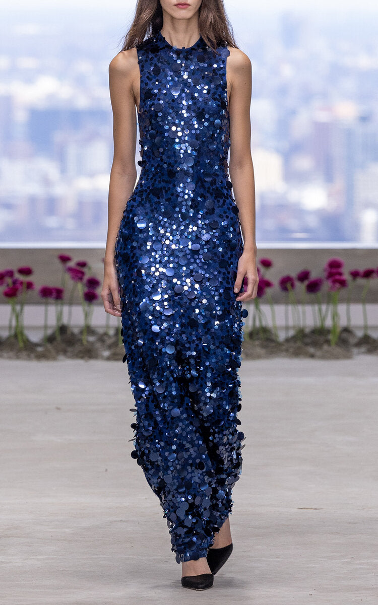 Carolina Herrera Paillette-Embellished Crepe Gown
