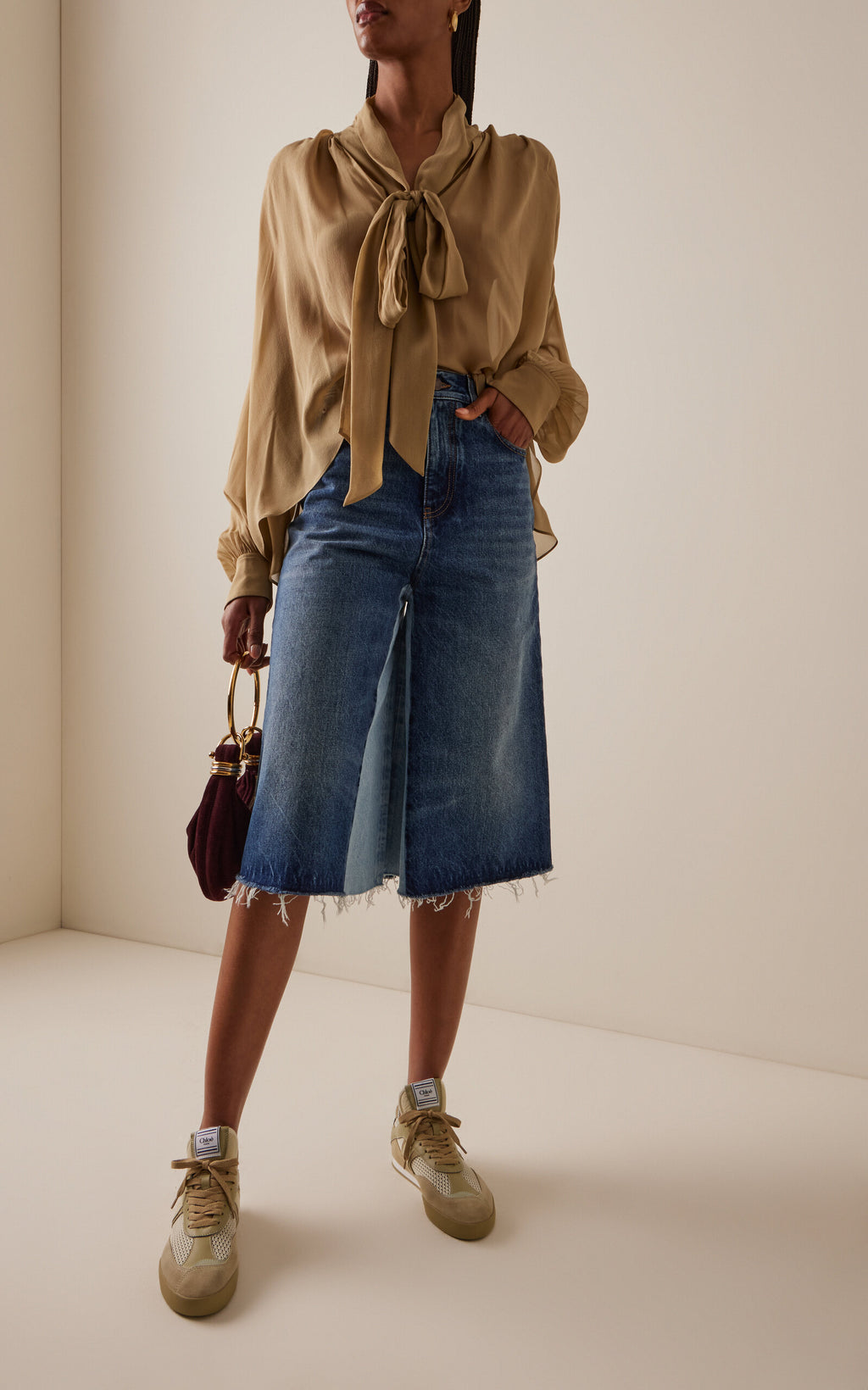 Chloé Kick Leather-Mesh Sneakers
