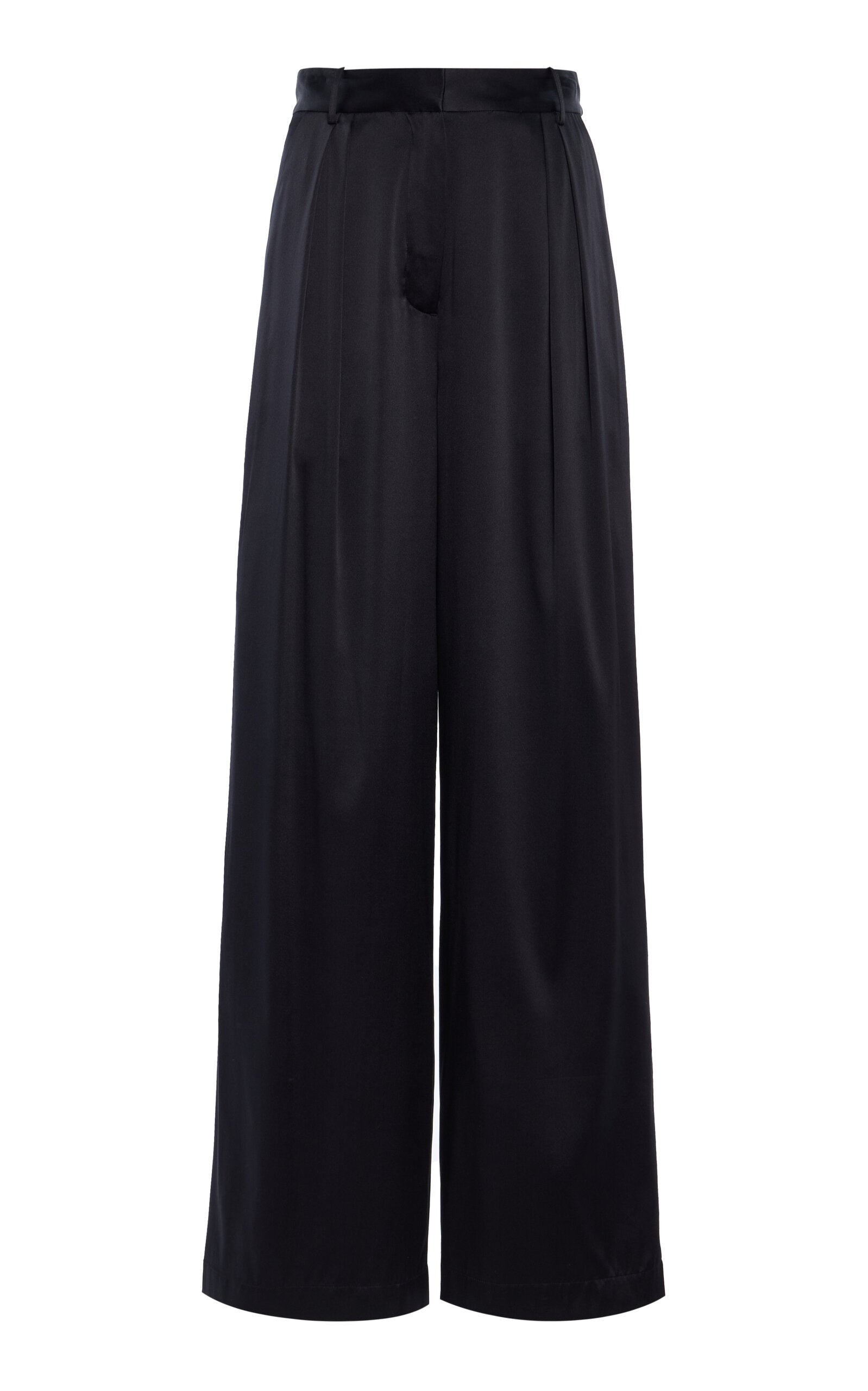 Pantalon large plissé en satin de soie extensible Éterne Josephine