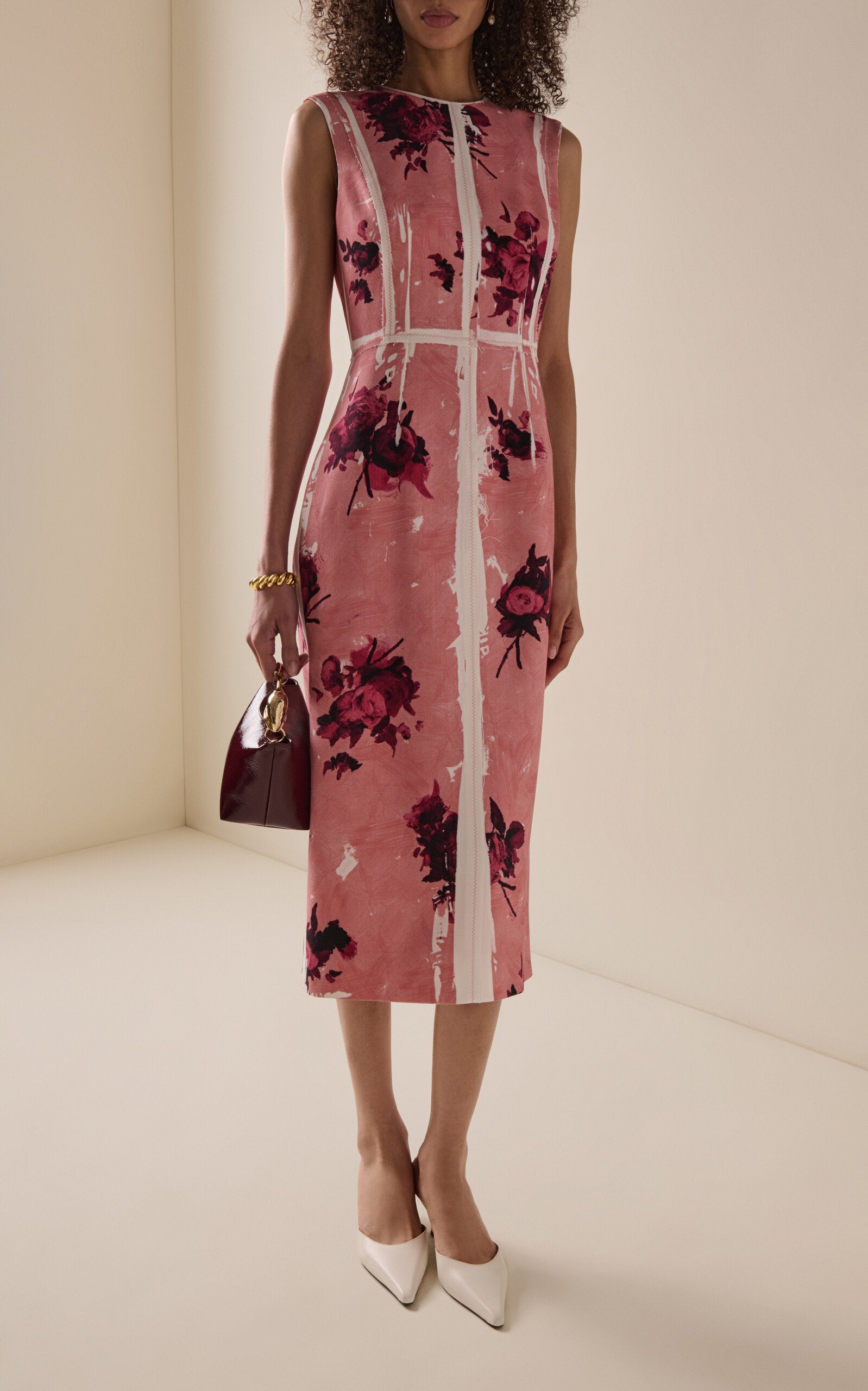 Erdem Floral-Print Satin Midi Dress
