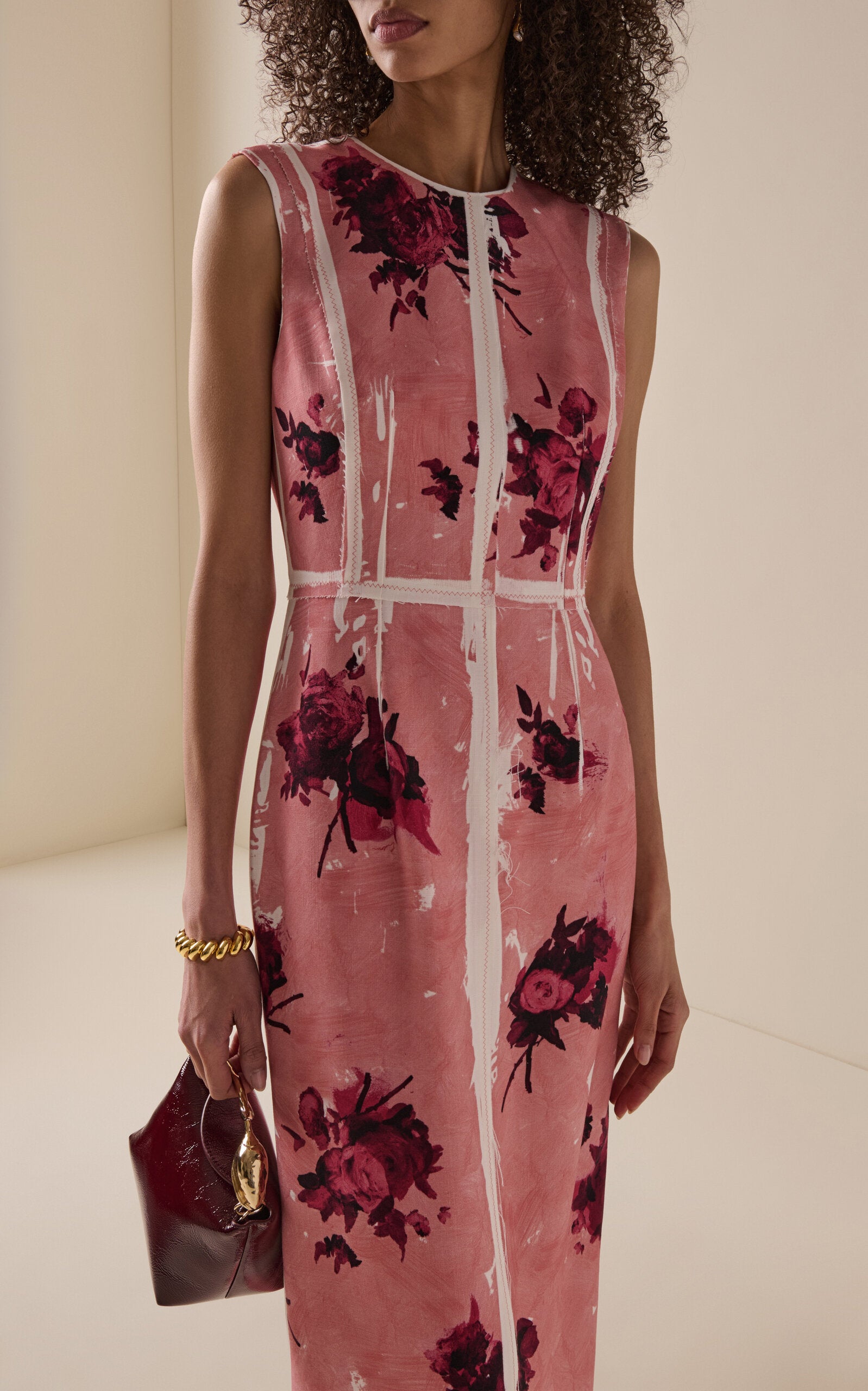 Erdem Floral-Print Satin Midi Dress