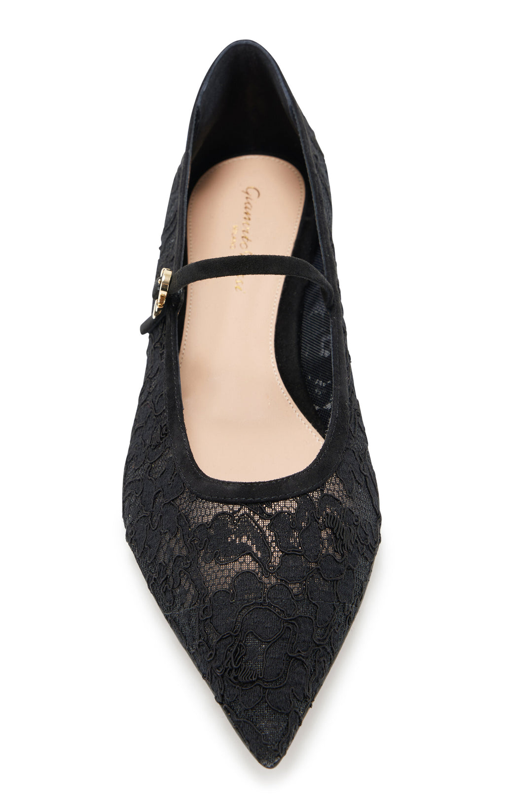Gianvito Rossi Suede-Trimmed Lace Flats