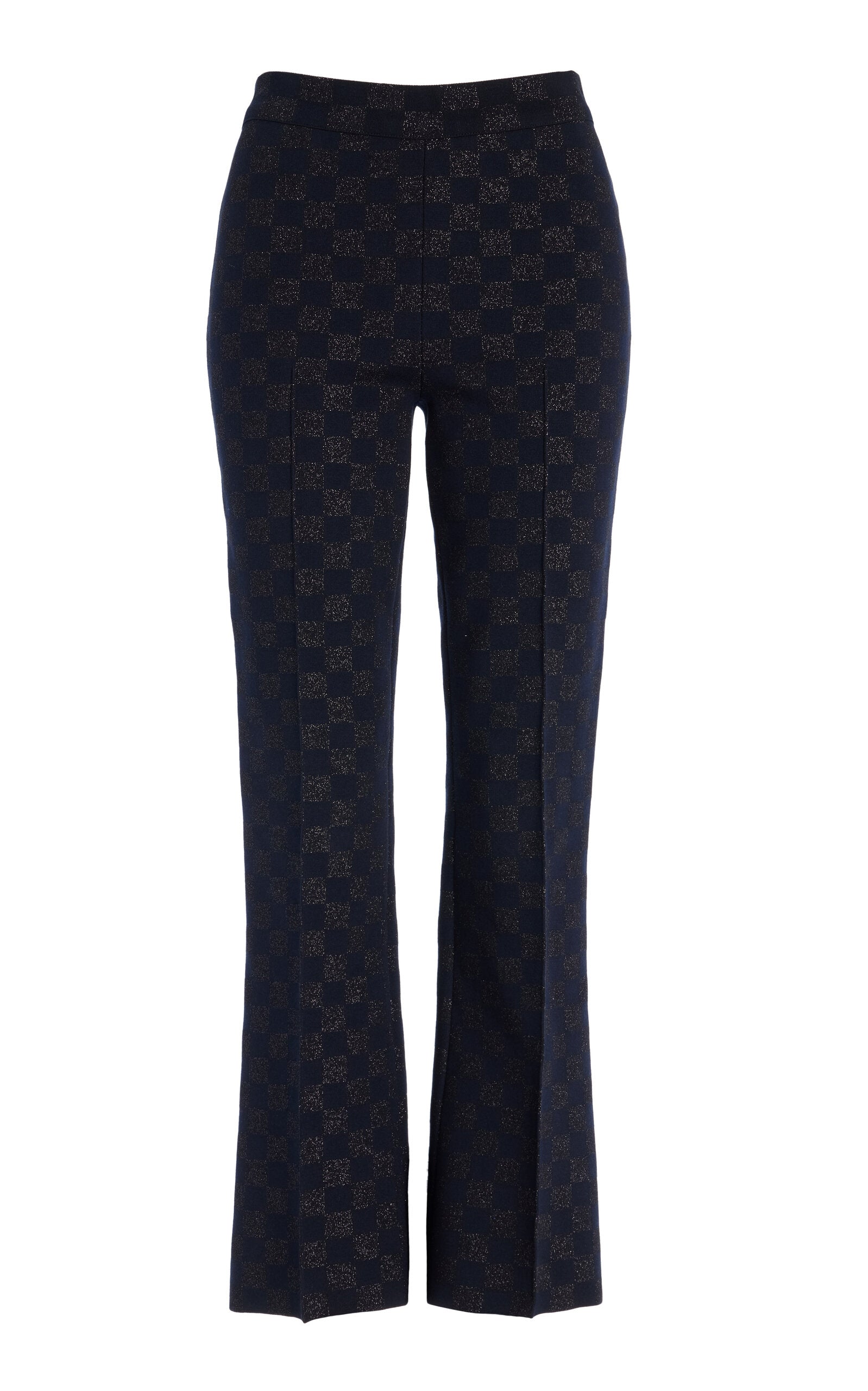 Pantalon évasé court en tricot de coton extensible à carreaux High Sport Exclusive