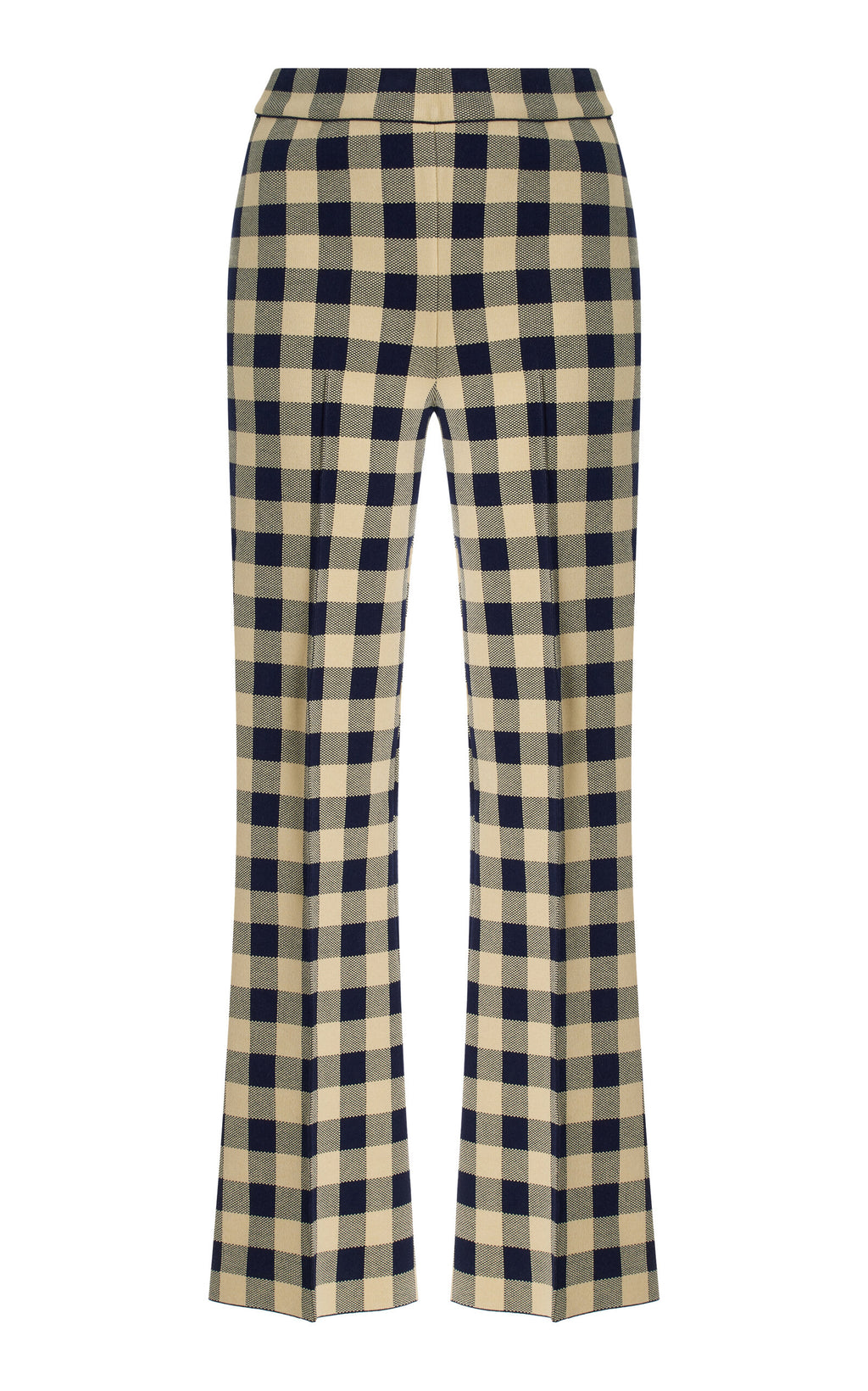 High Sport Kick Gingham Stretch-Cotton Knit Cropped Flared Pants