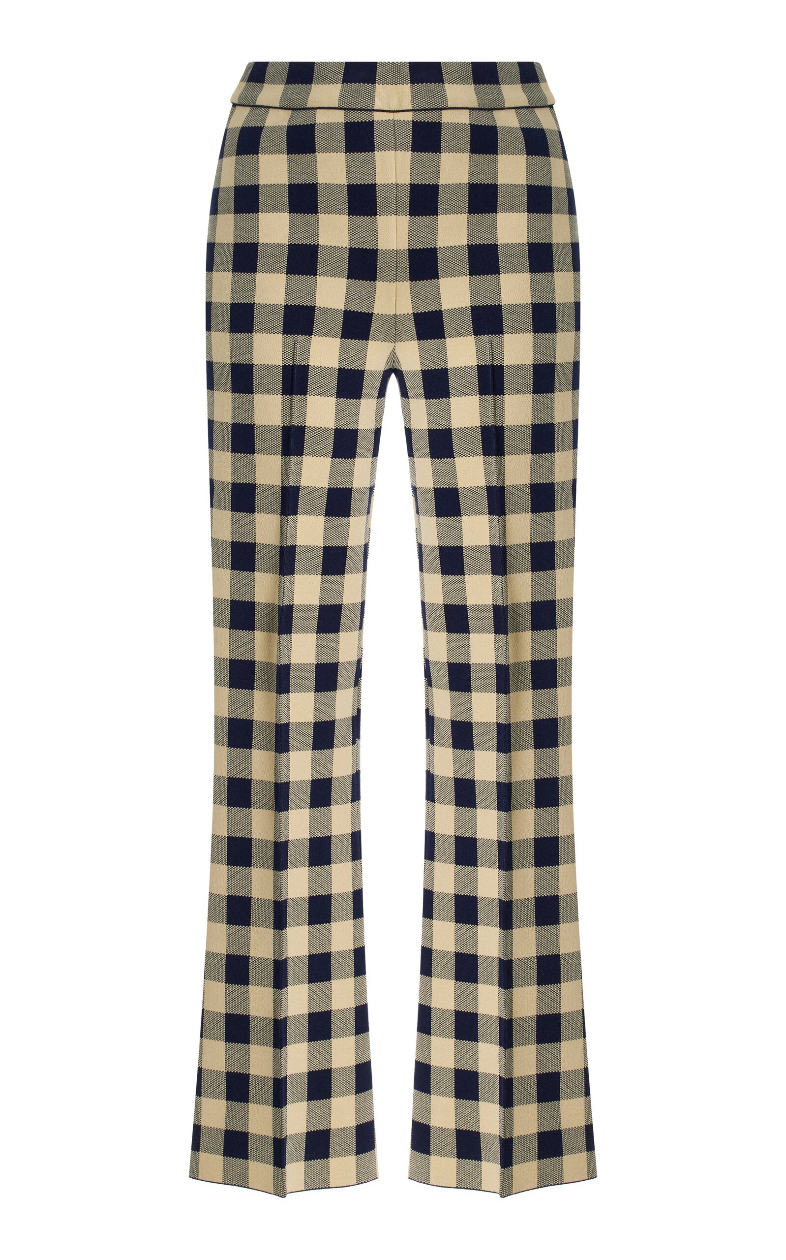 Pantalon évasé court en tricot de coton extensible vichy High Sport Kick