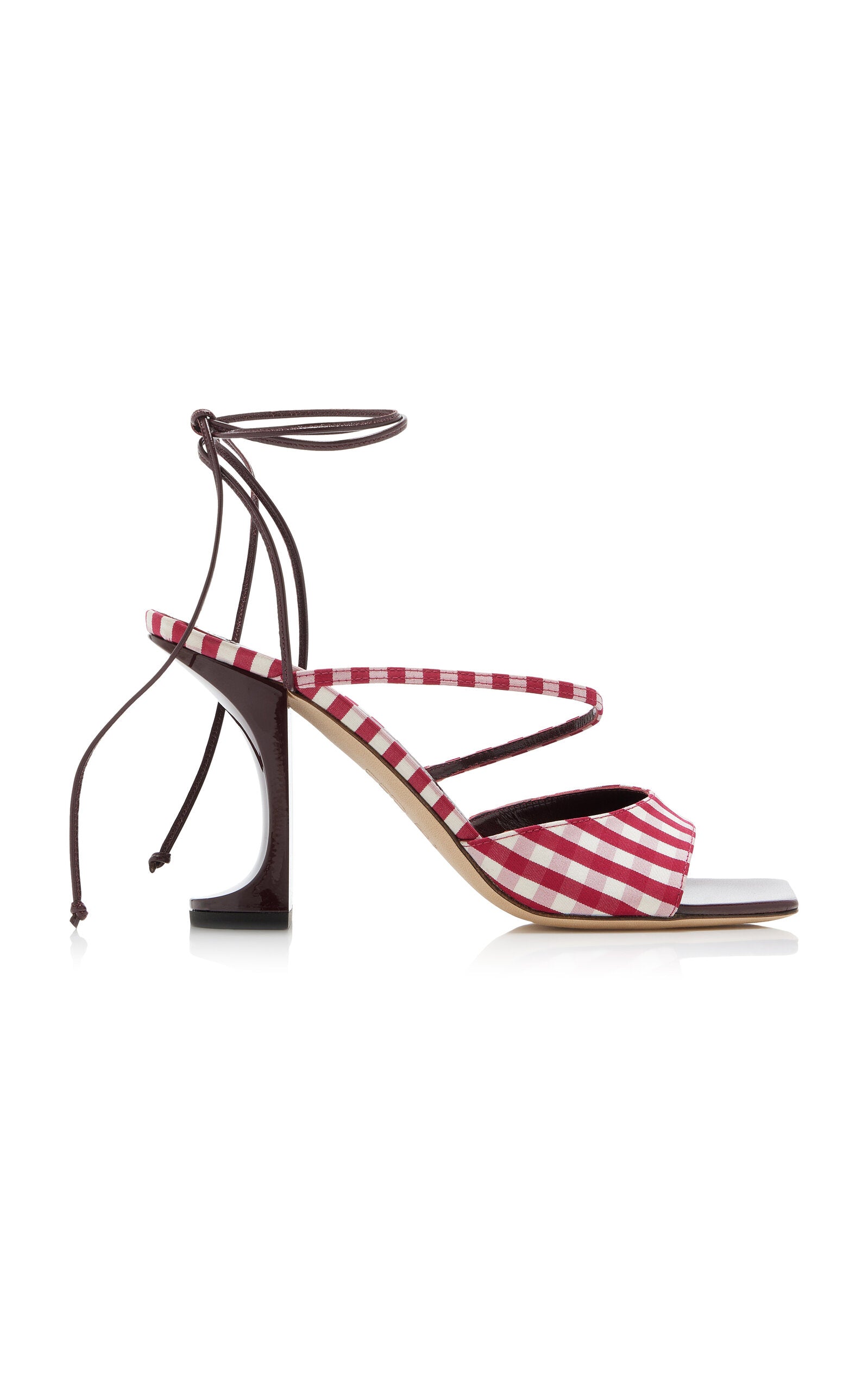 IZIE Exclusive Riviera Arno Gingham Silk-Taffeta Lace-Up Sandals