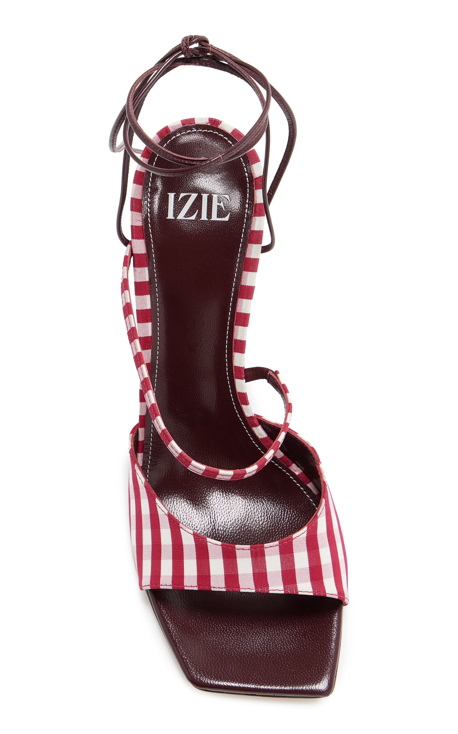 IZIE Exclusive Riviera Arno Gingham Silk-Taffeta Lace-Up Sandals