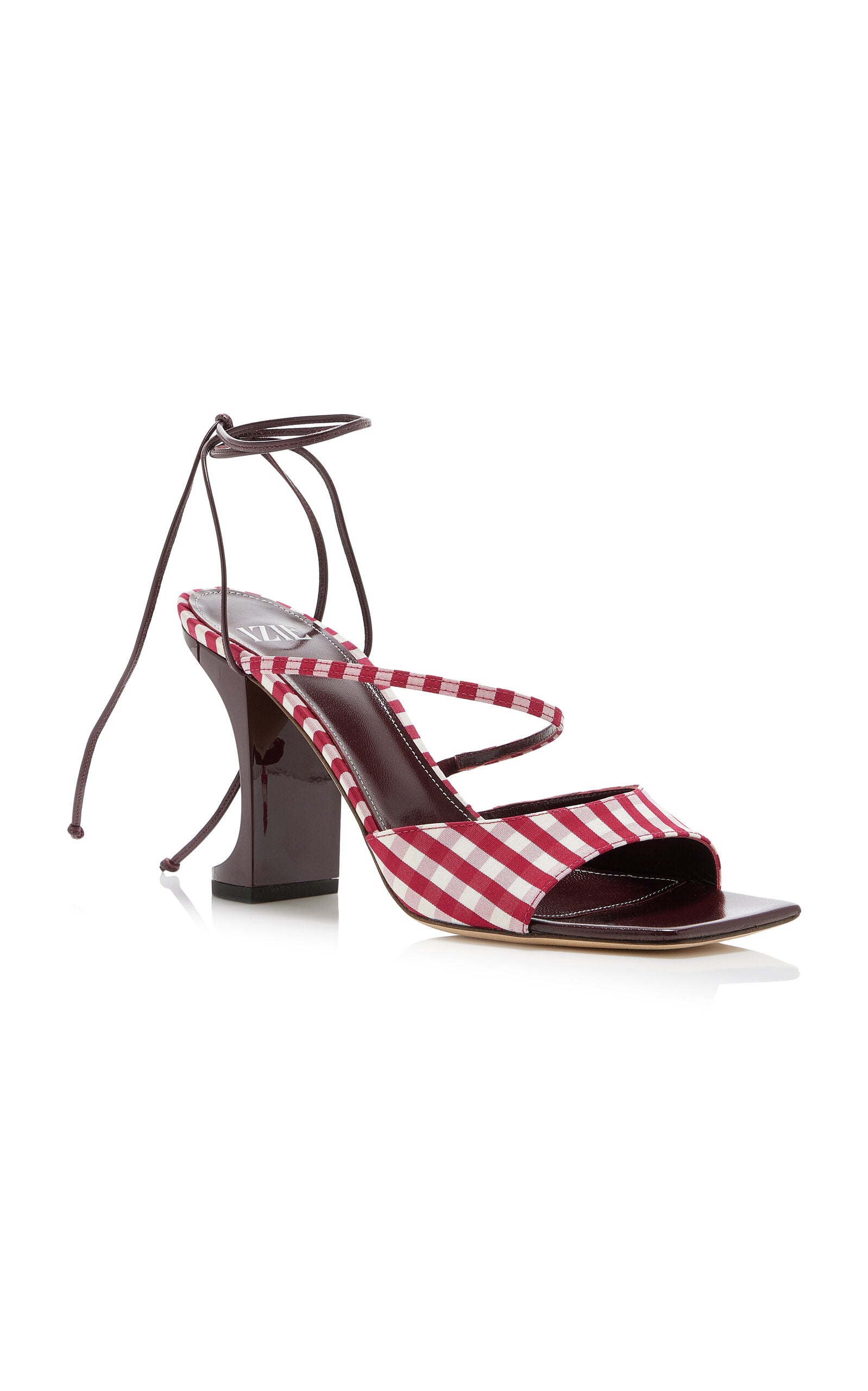 IZIE Exclusive Riviera Arno Gingham Silk-Taffeta Lace-Up Sandals