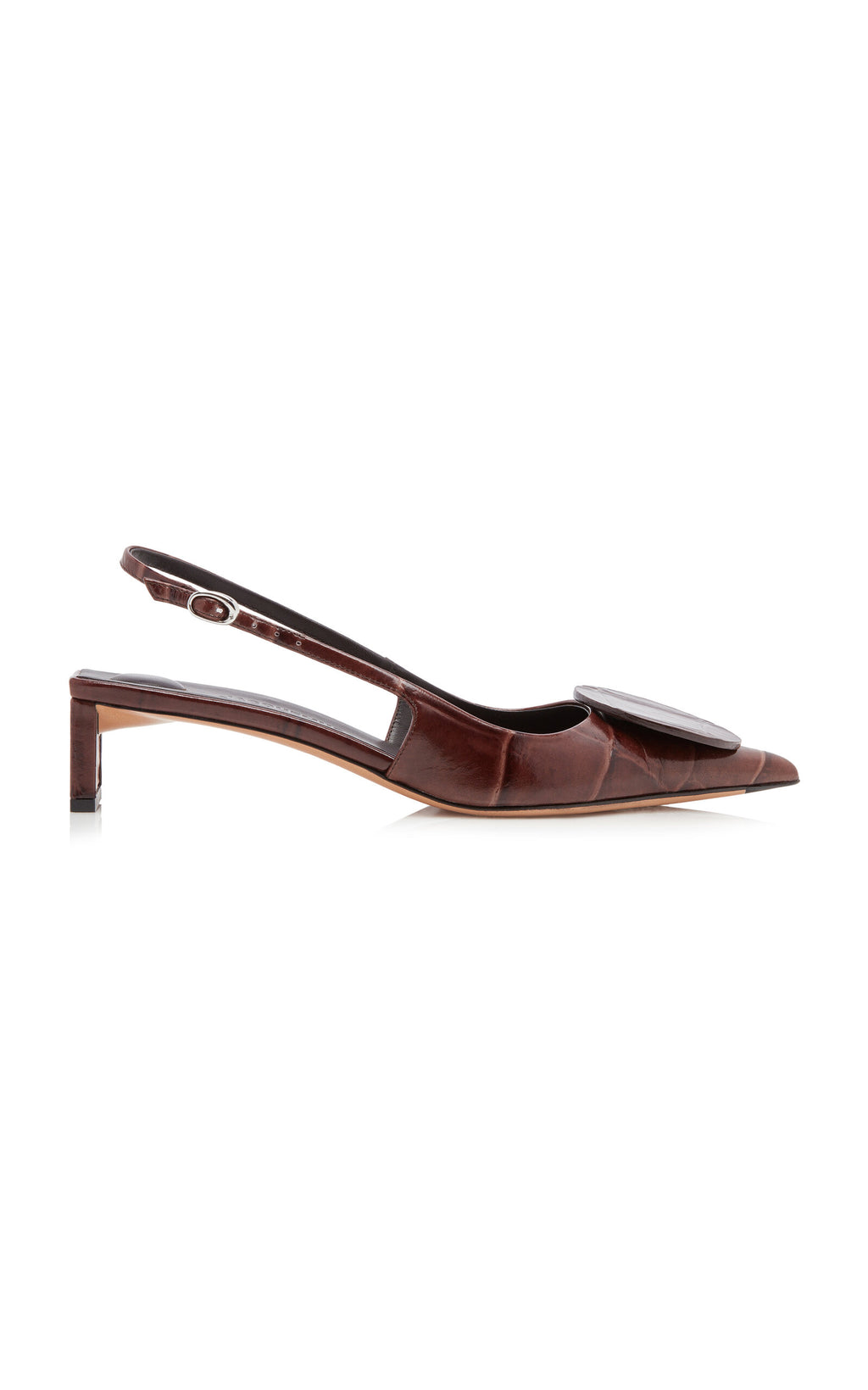 Jacquemus Duelo Embellished Croc-Effect Leather Slingback Pumps