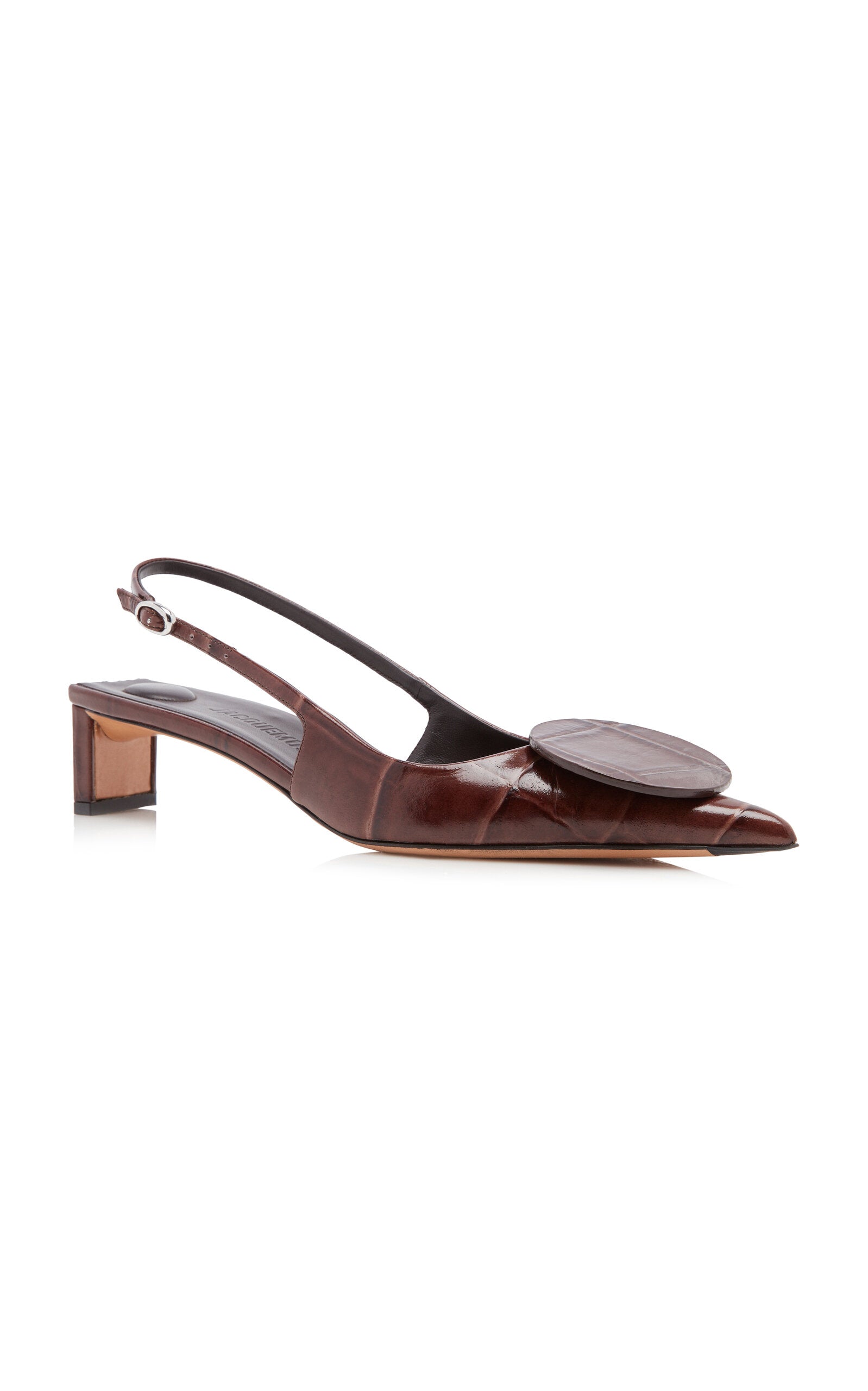 Jacquemus Duelo Embellished Croc-Effect Leather Slingback Pumps