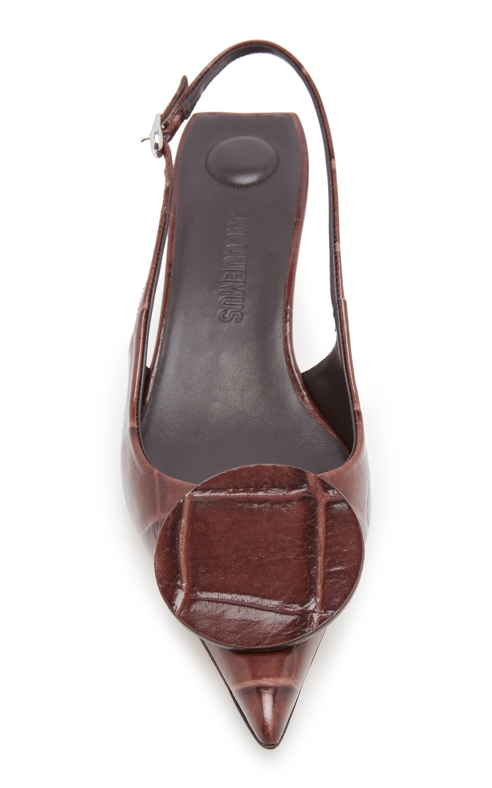 Jacquemus Duelo Embellished Croc-Effect Leather Slingback Pumps