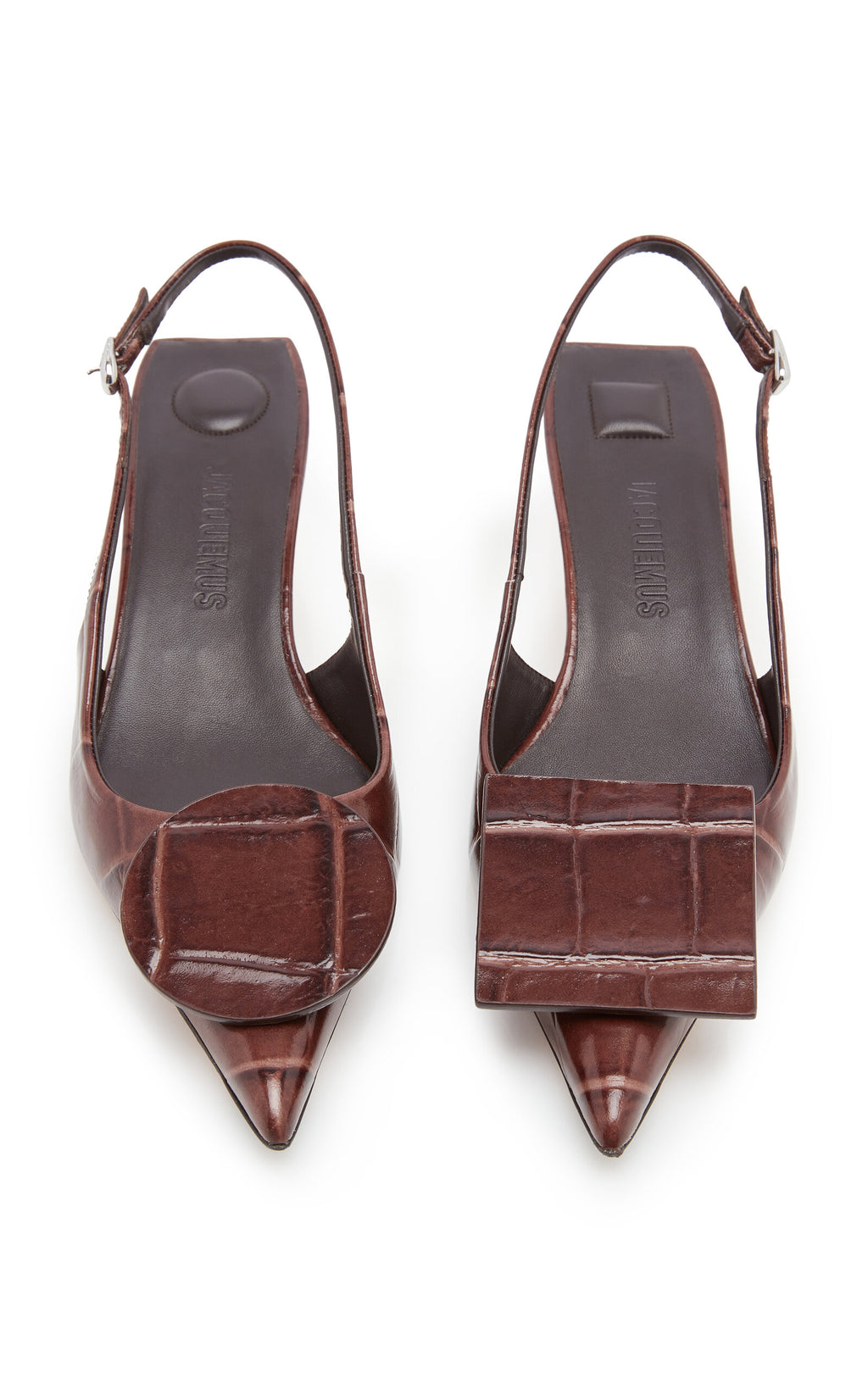 Jacquemus Duelo Embellished Croc-Effect Leather Slingback Pumps