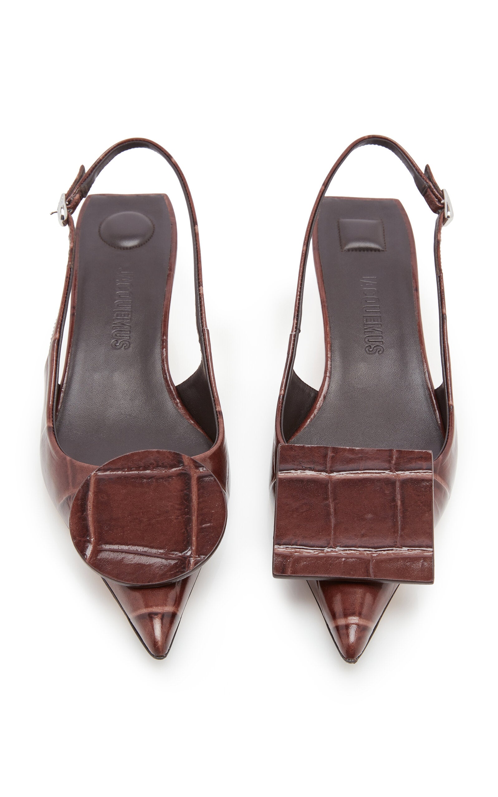 Jacquemus Duelo Embellished Croc-Effect Leather Slingback Pumps