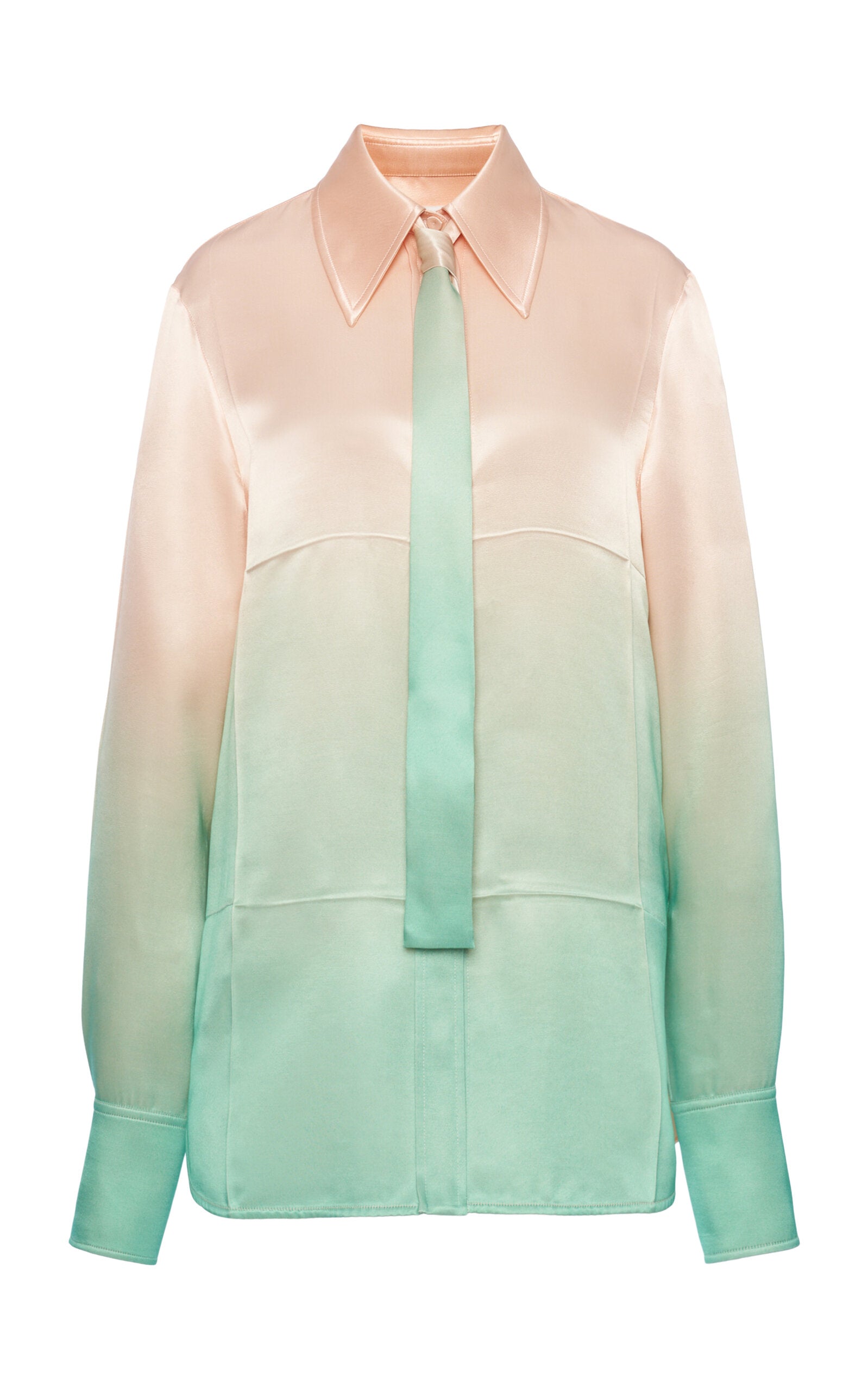 Jil Sander Tie-Detailed Ombré Satin Shirt