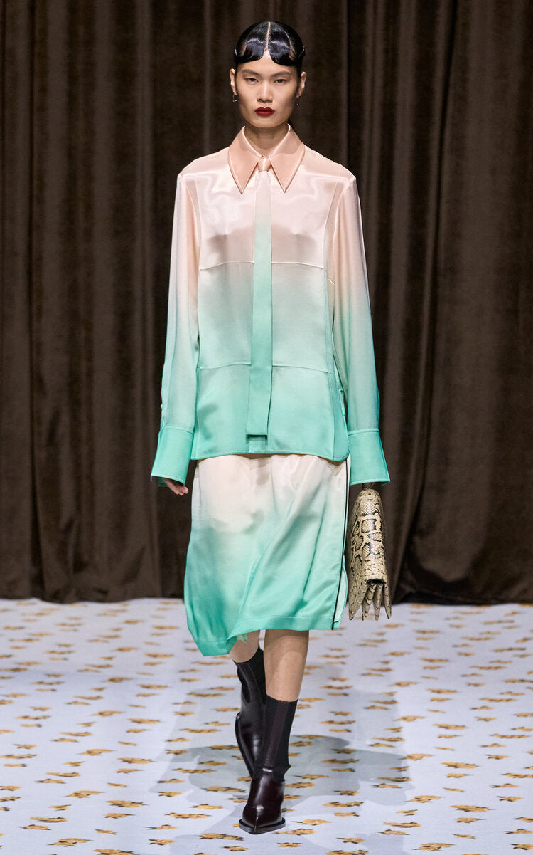 Jil Sander Tie-Detailed Ombré Satin Shirt