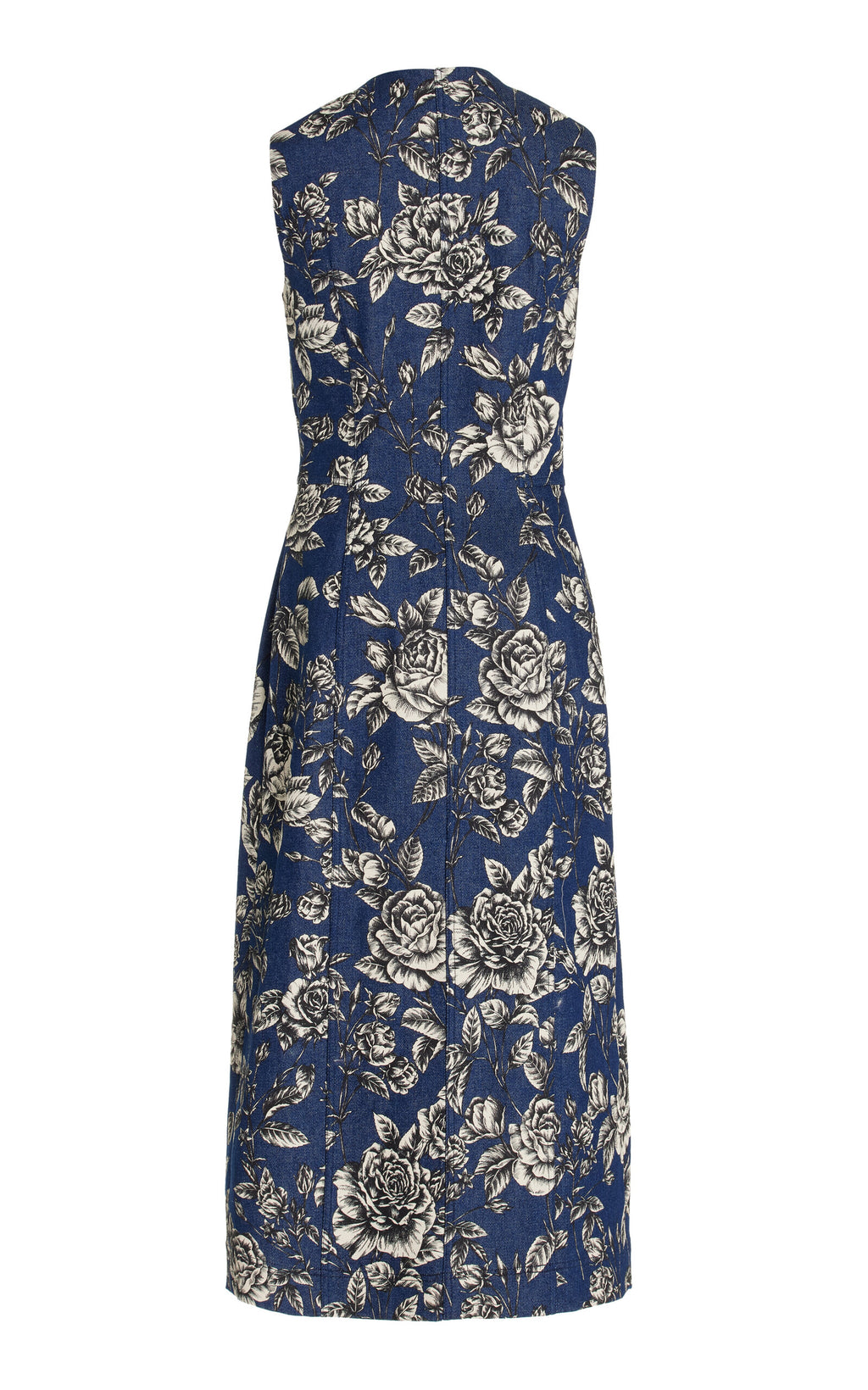 Oscar de la Renta Printed Stretch-Denim Midi Dress