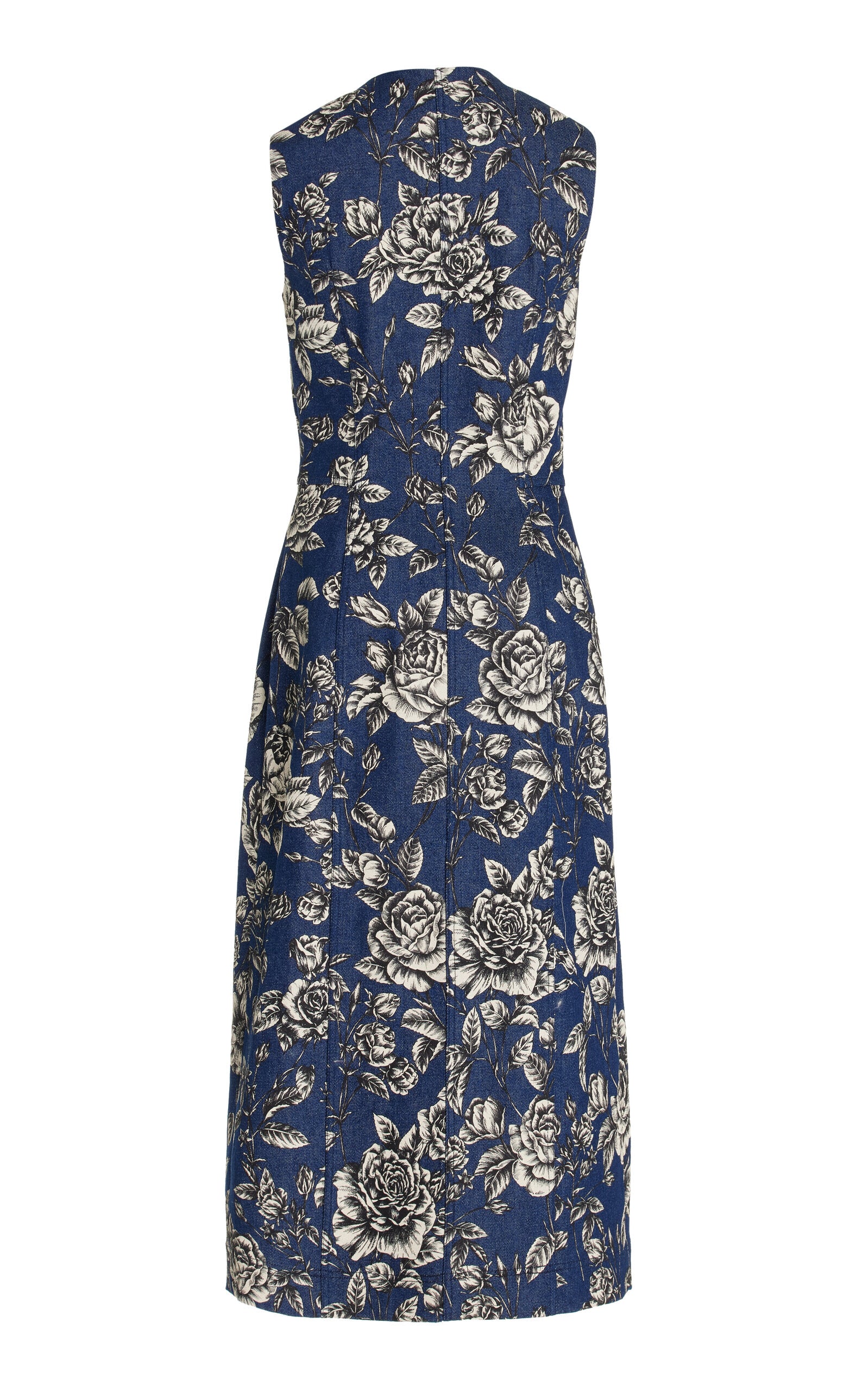 Oscar de la Renta Printed Stretch-Denim Midi Dress